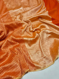 Orange Moonga Silk Banarasi saree front drape view