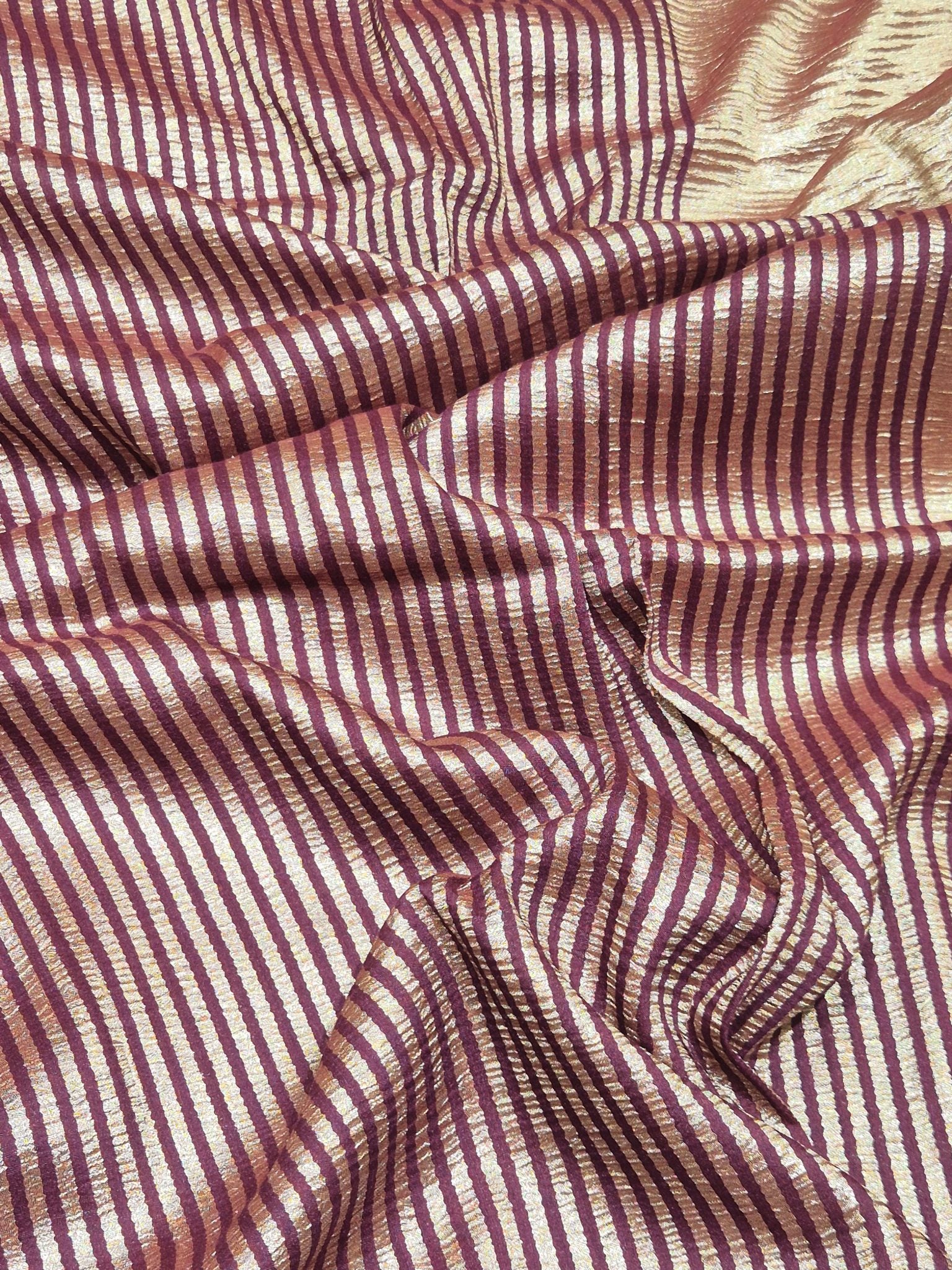 Plum Moonga Silk Banarasi saree border closeup