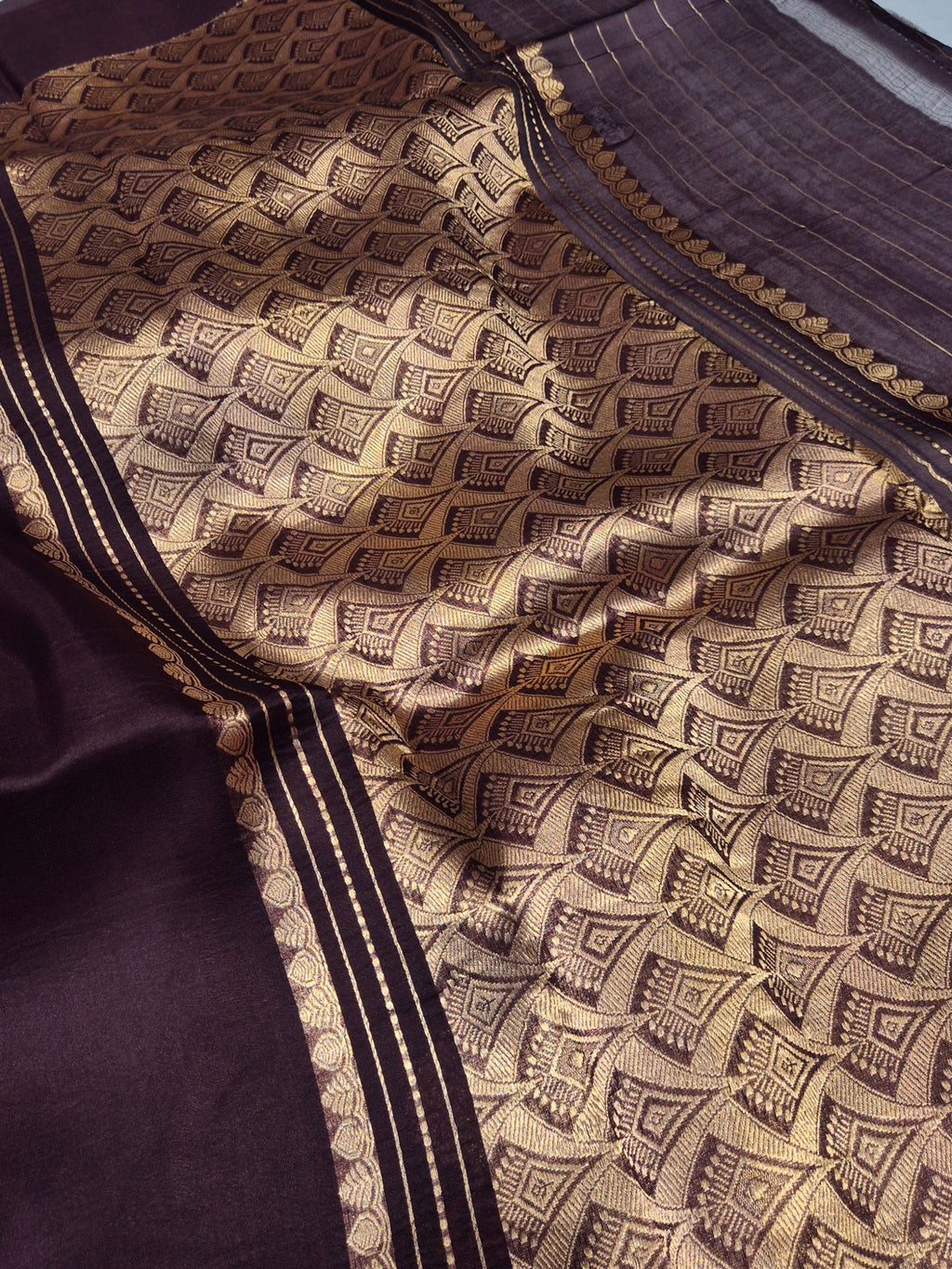 Wine Kora Silk Banarasi saree blouse piece