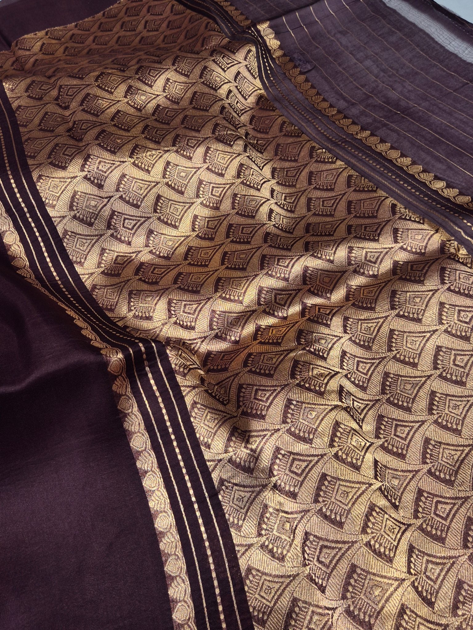 Wine Kora Silk Banarasi saree blouse piece