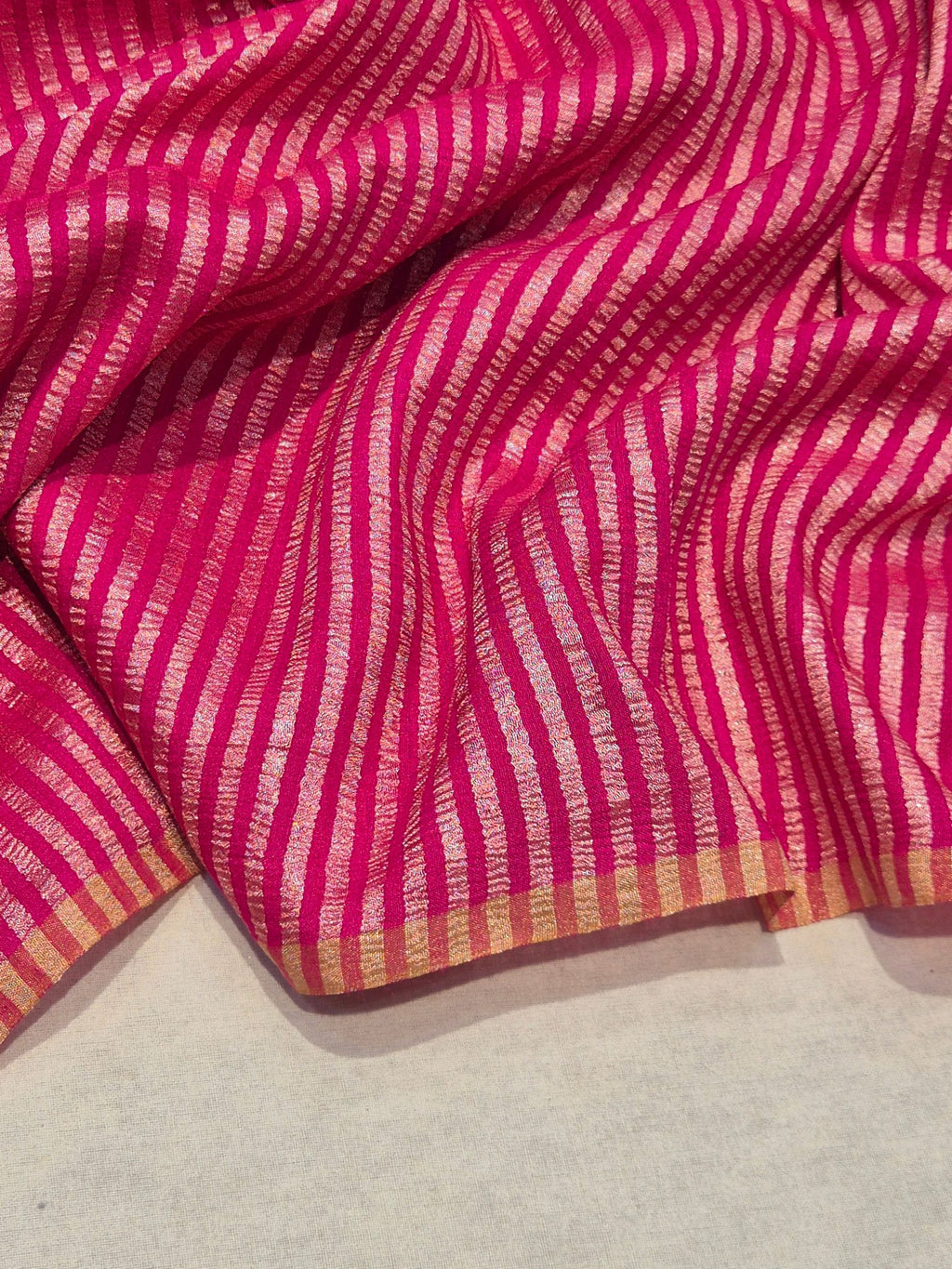 Pink Moonga Silk Banarasi saree blouse piece