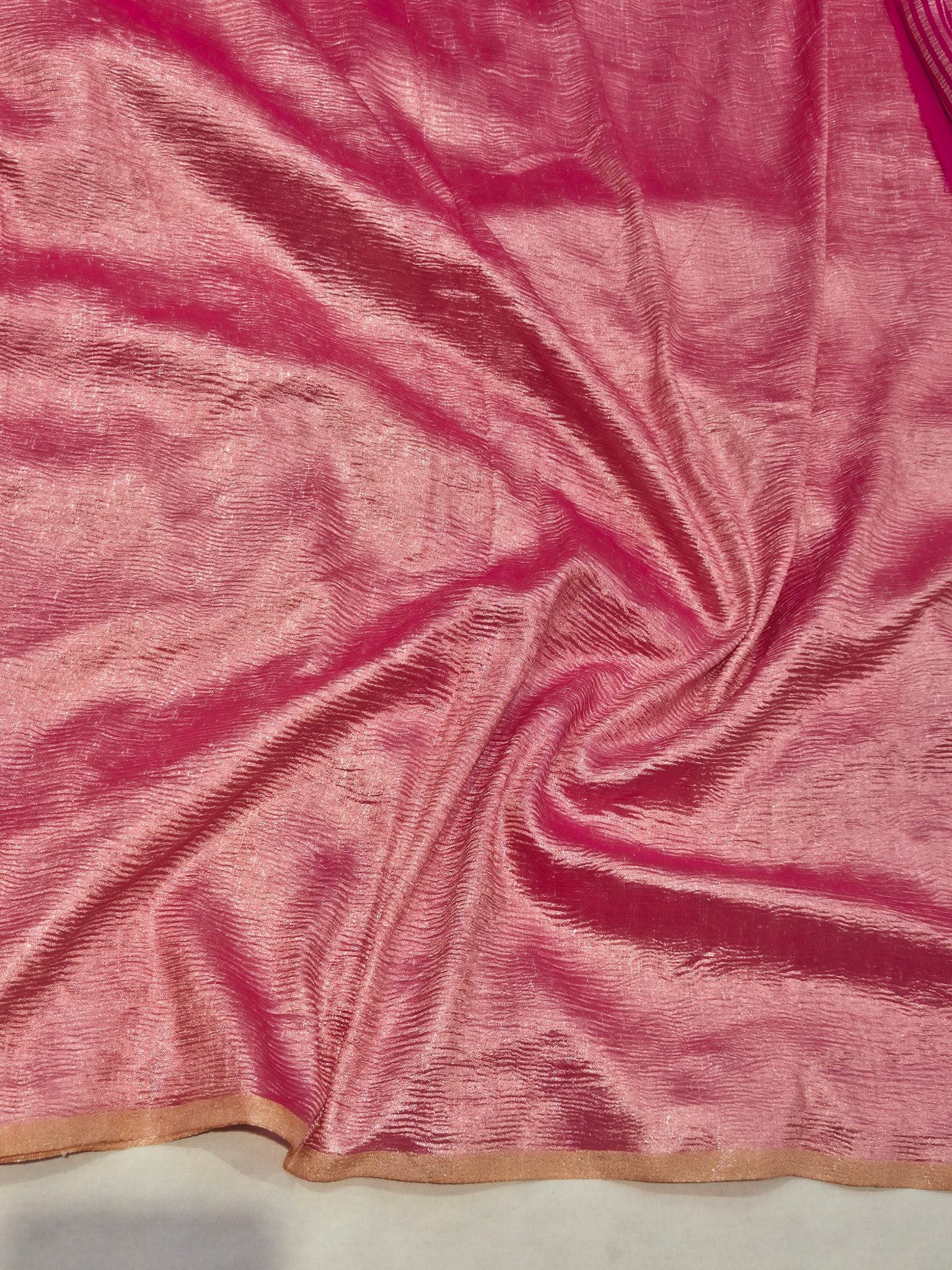 Pink Moonga Silk Banarasi saree texture detail