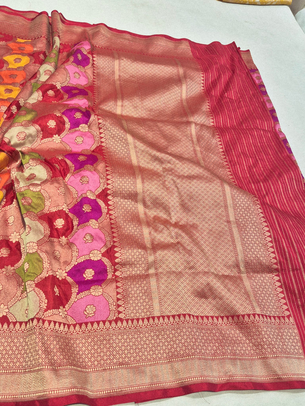 Red Katan Silk Banarasi saree blouse piece