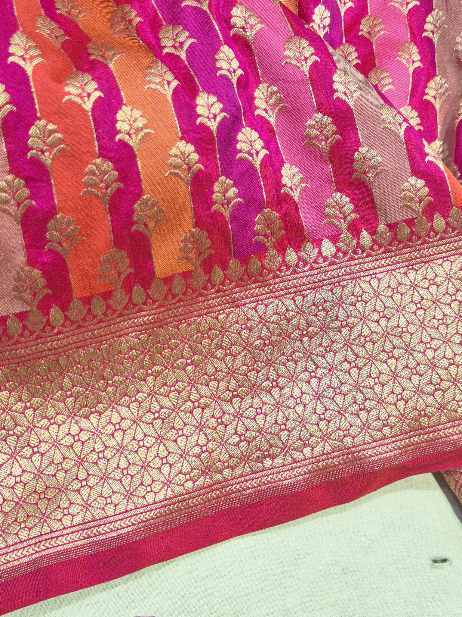 Pink Katan Silk Banarasi saree blouse piece