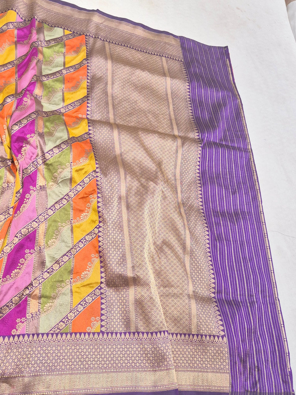 Purple Katan Silk Banarasi saree blouse piece