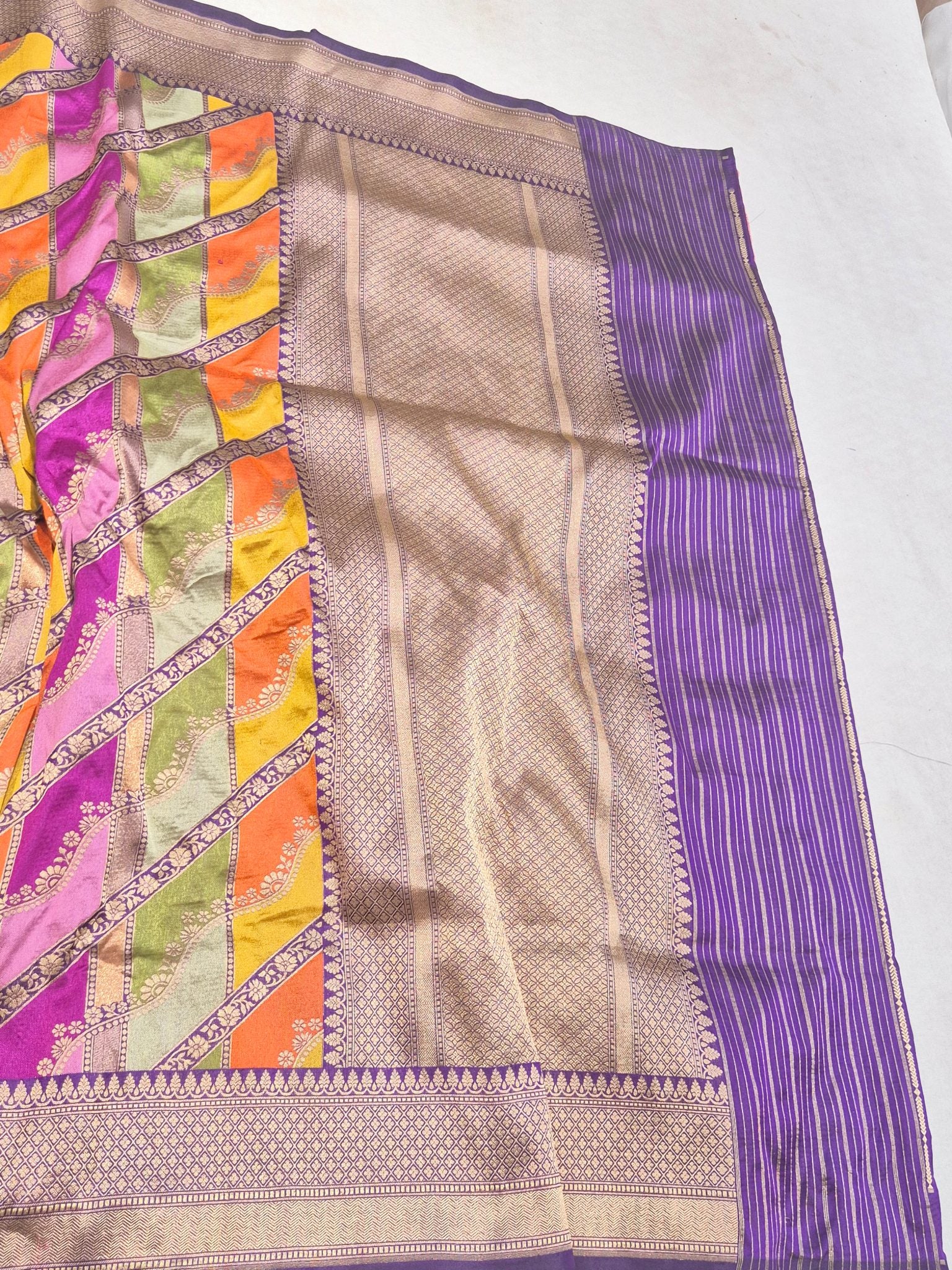 Purple Katan Silk Banarasi saree blouse piece