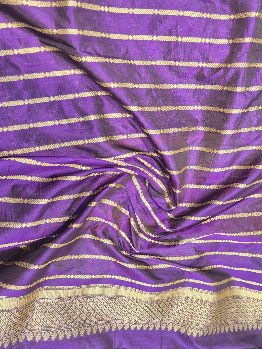 Purple Katan Silk Banarasi saree texture detail