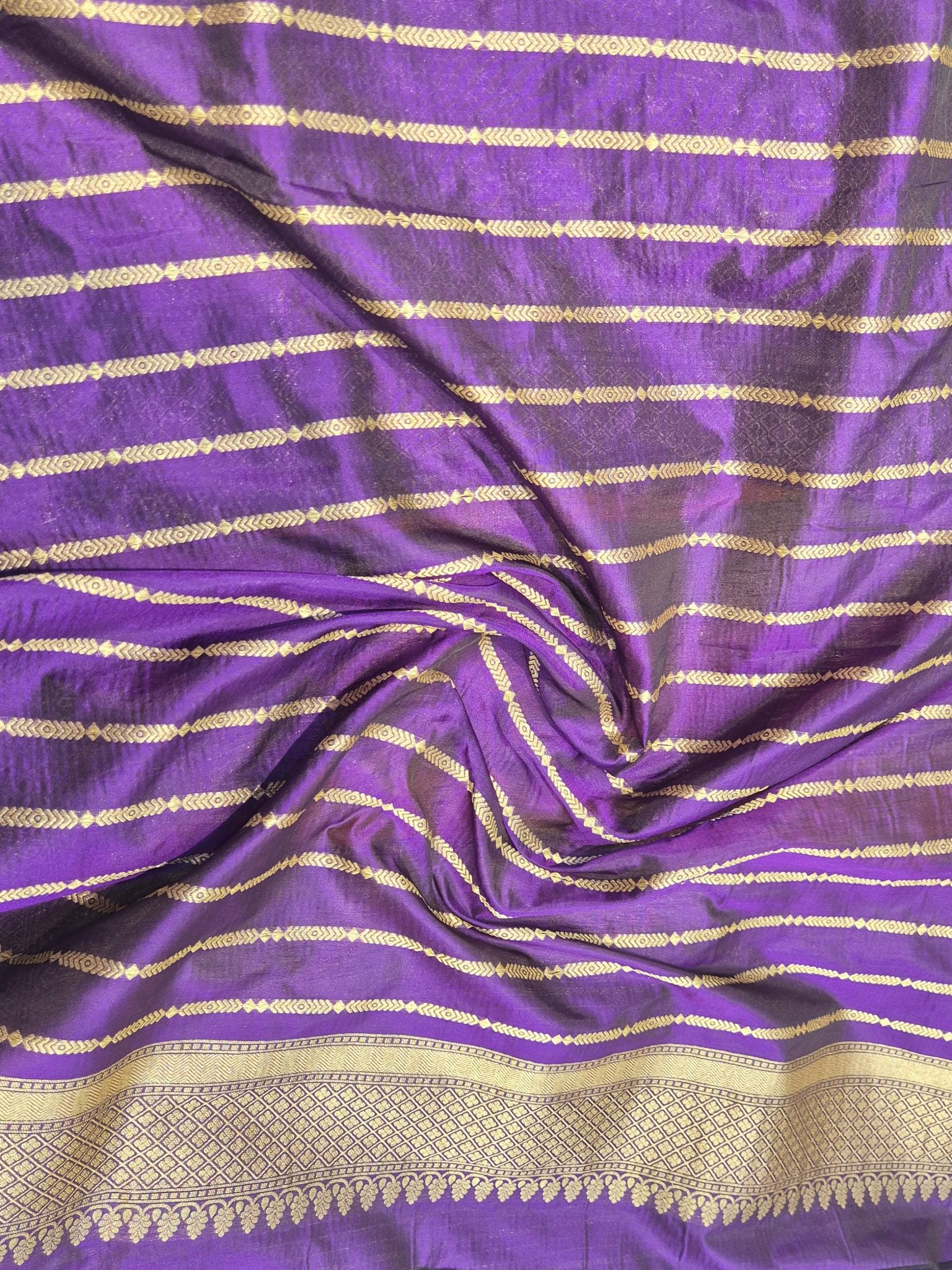 Purple Katan Silk Banarasi saree texture detail