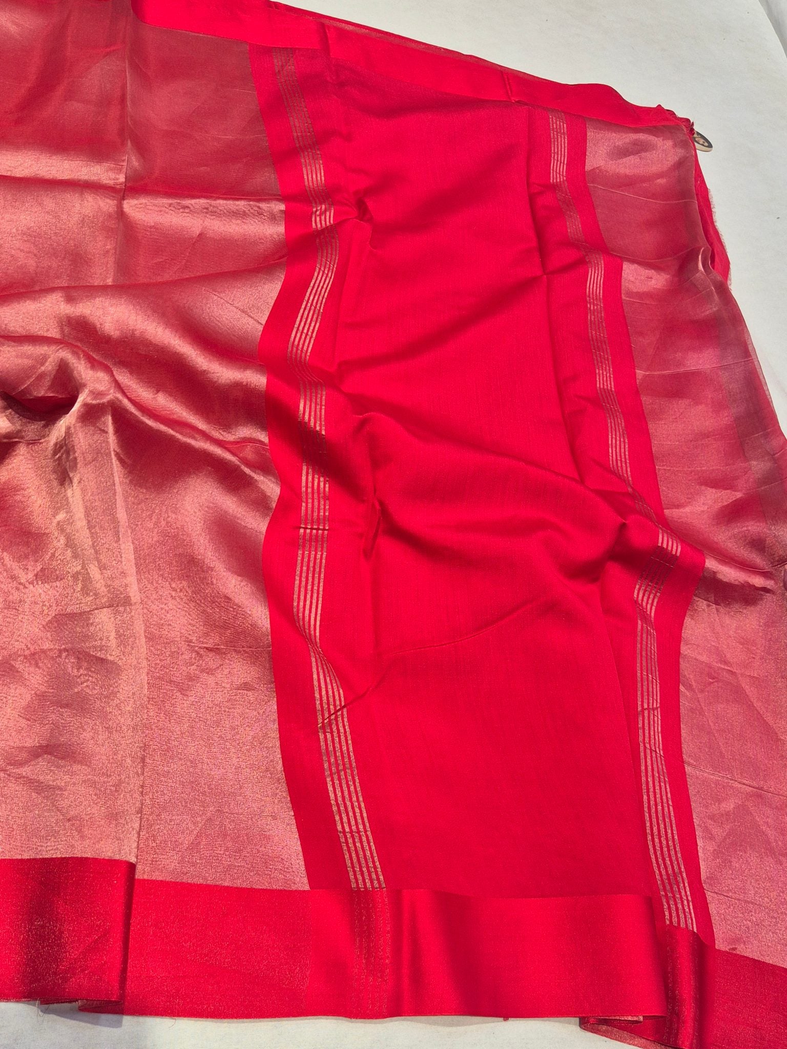 Red Tissue Silk Banarasi saree blouse piece