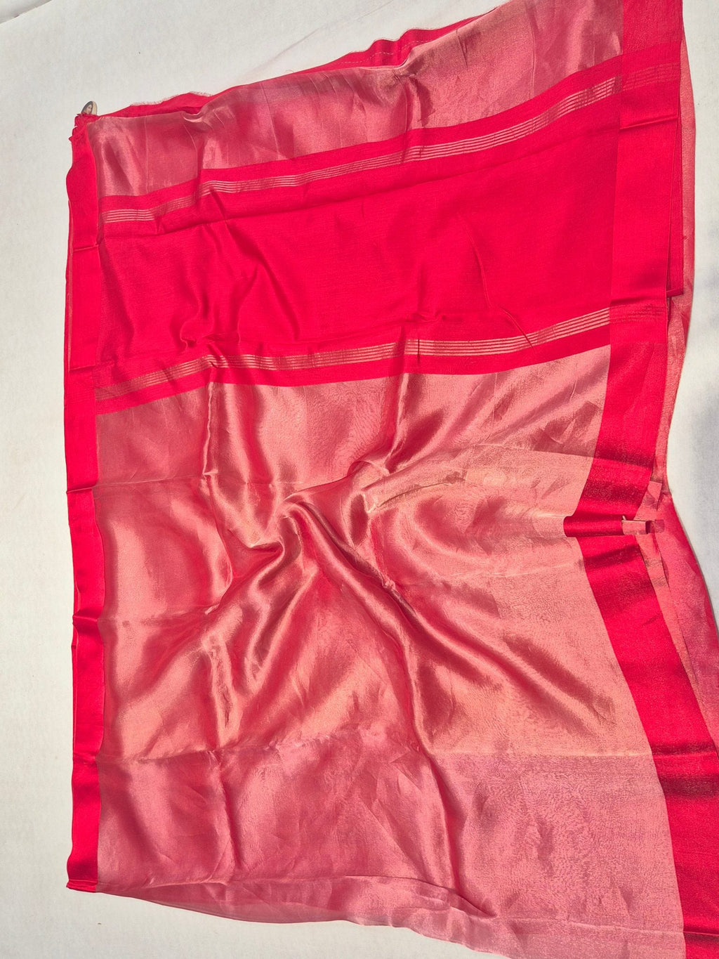 Red Tissue Silk Banarasi saree texture detail