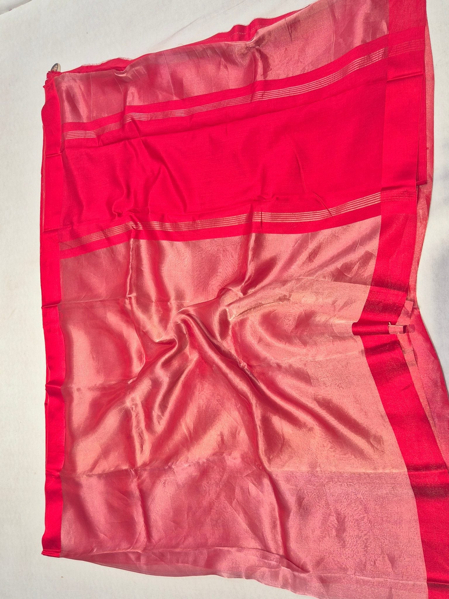 Red Tissue Silk Banarasi saree texture detail