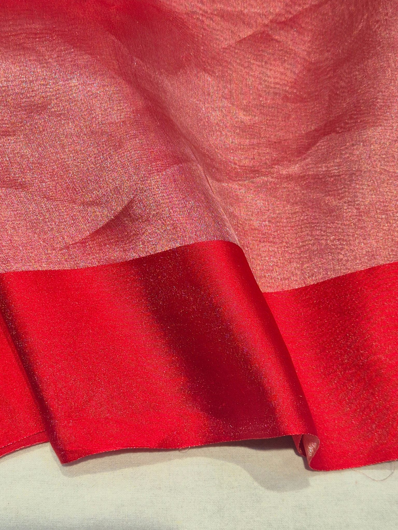 Red Tissue Silk Banarasi saree zari work detail