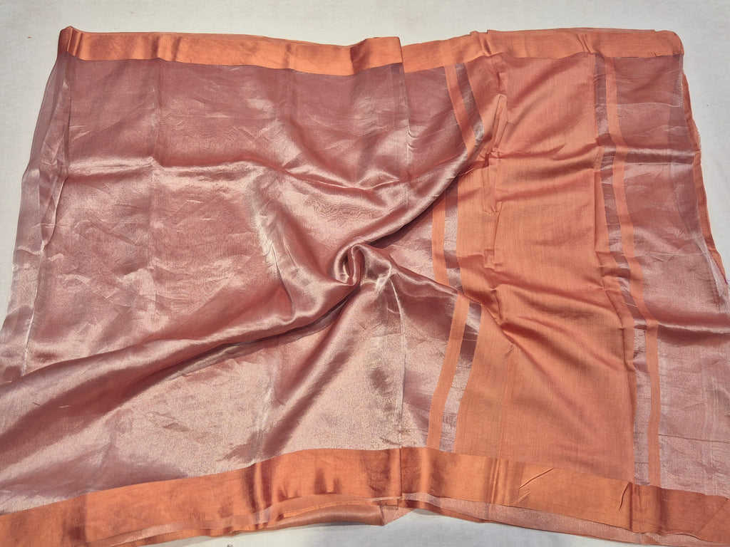 Coffee Brown Tissue Silk Banarasi saree zari work detail