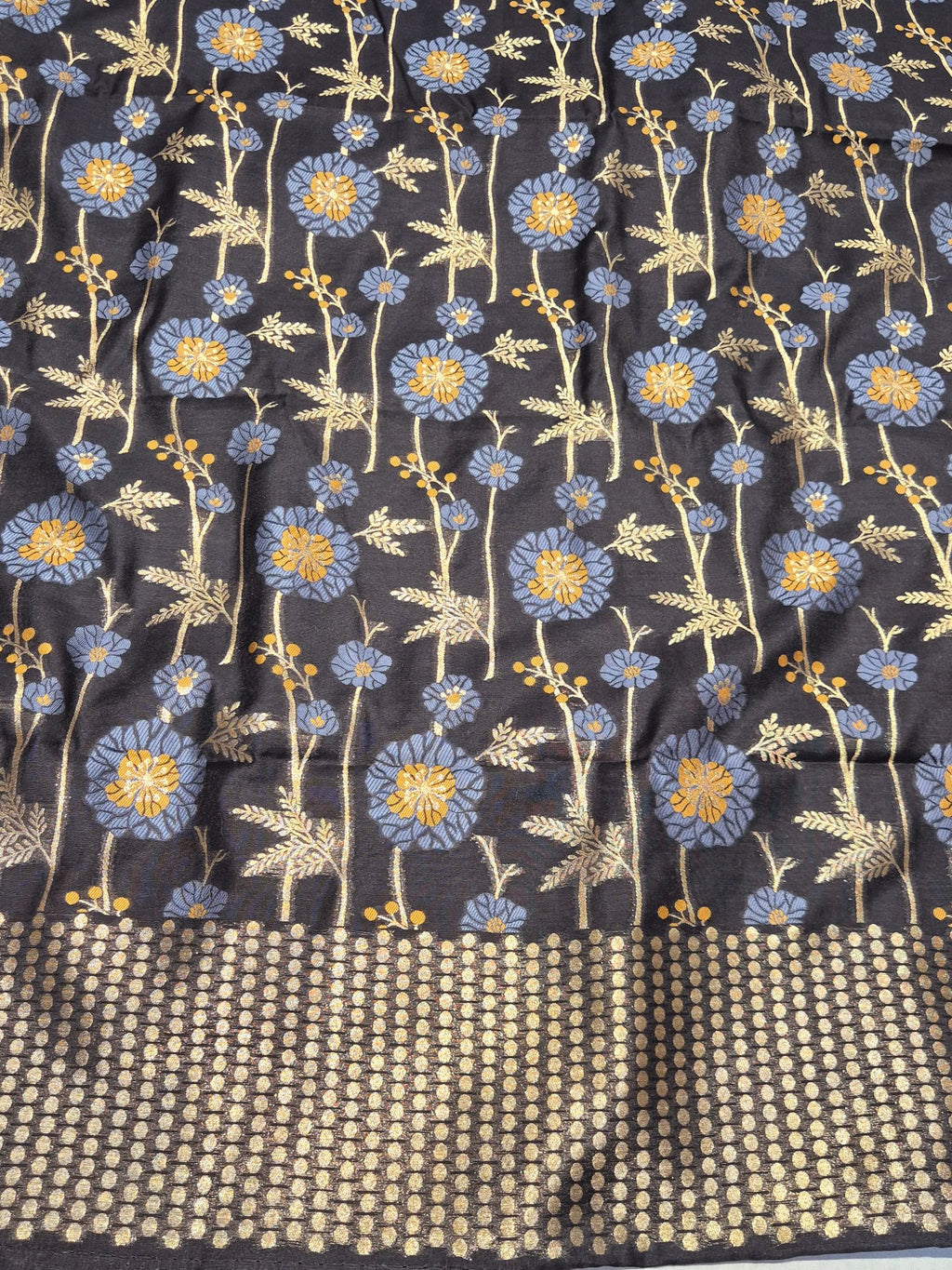 Black Pure Cotton Banarasi suit sleeve detail