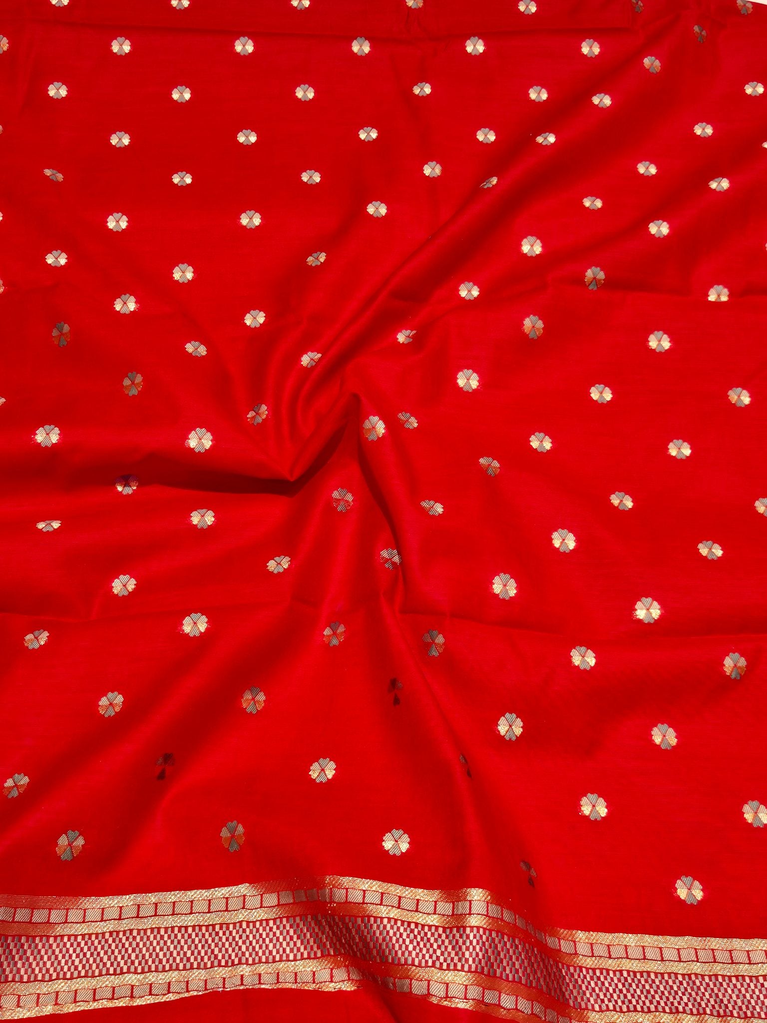 Red Pure Cotton Banarasi suit bottom detail