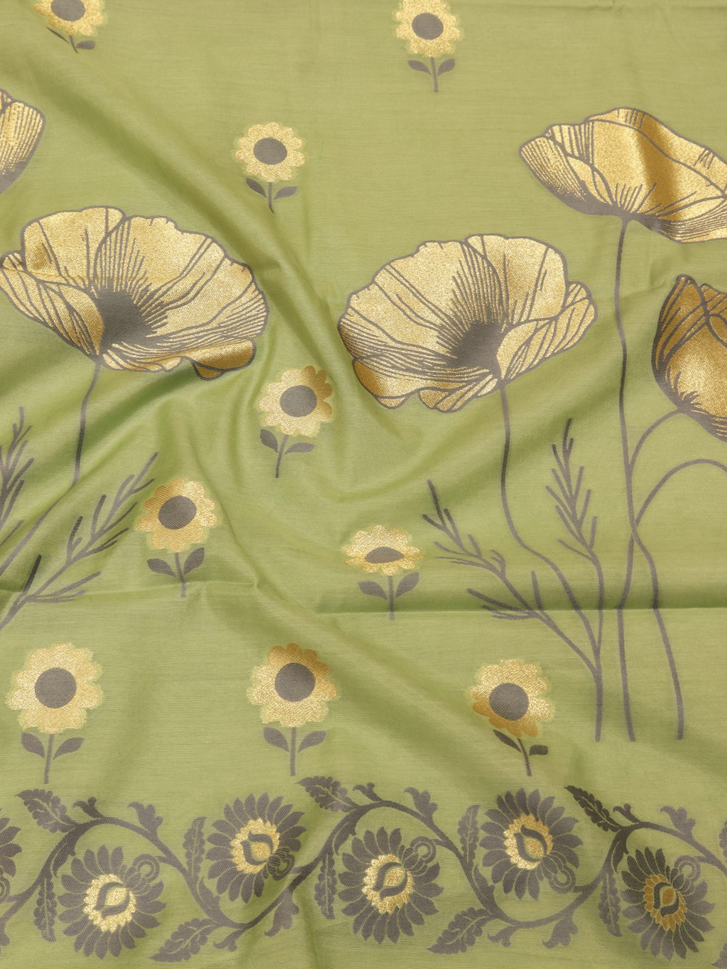 Green Pure Cotton Banarasi suit sleeve detail