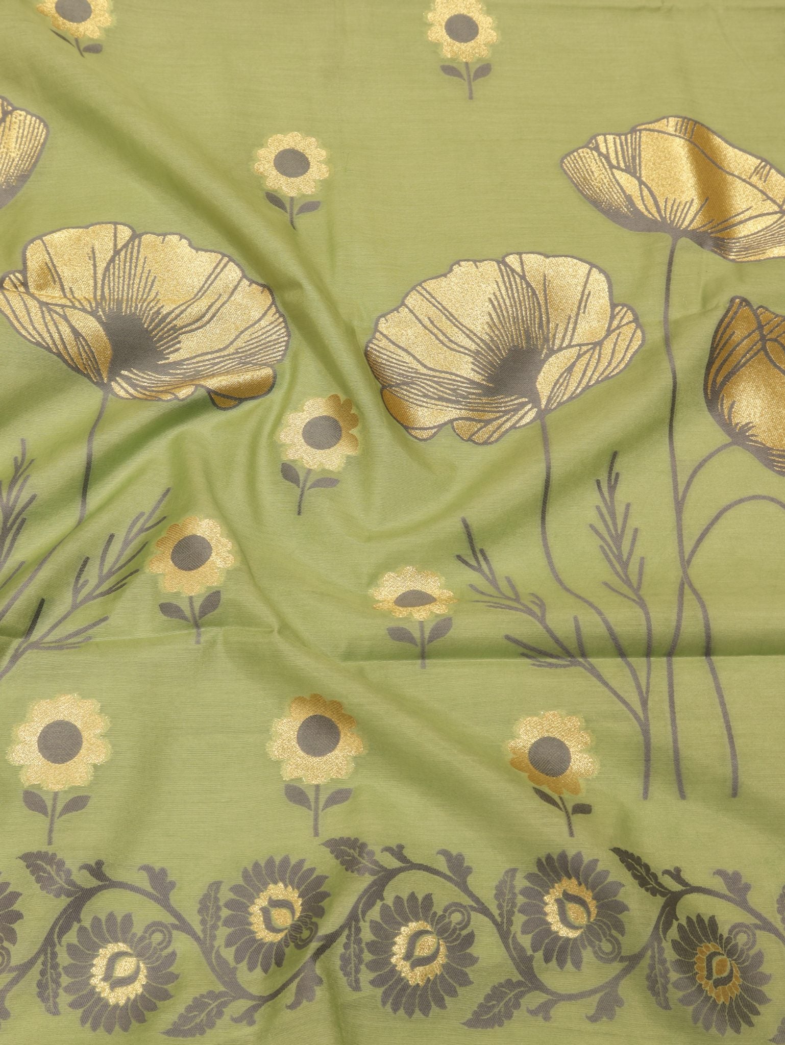 Green Pure Cotton Banarasi suit sleeve detail