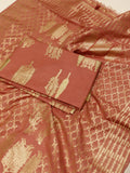 Vintage Pink Pure Cotton Banarasi suit front drape view