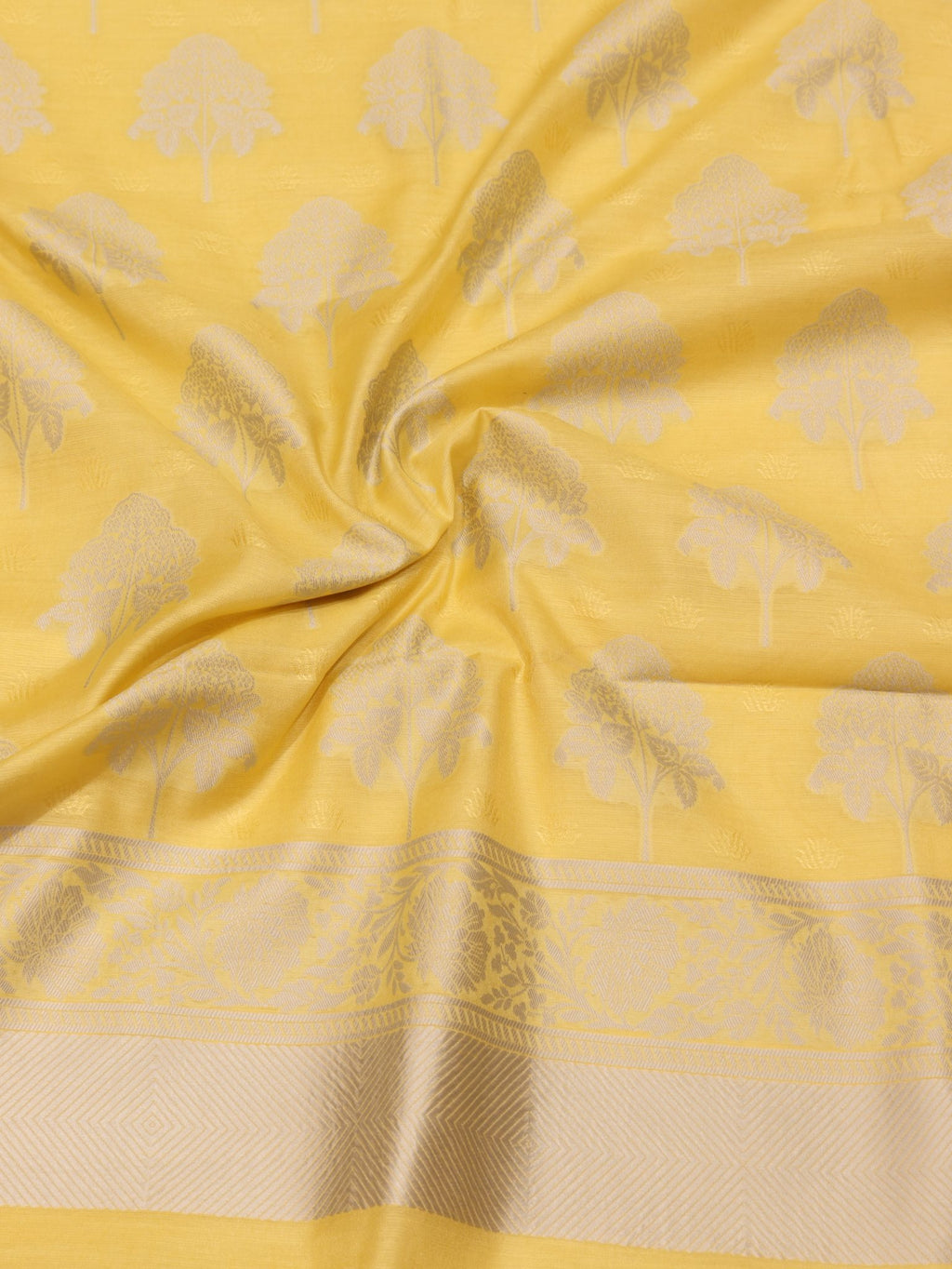 Yellow Pure Cotton Banarasi suit sleeve detail
