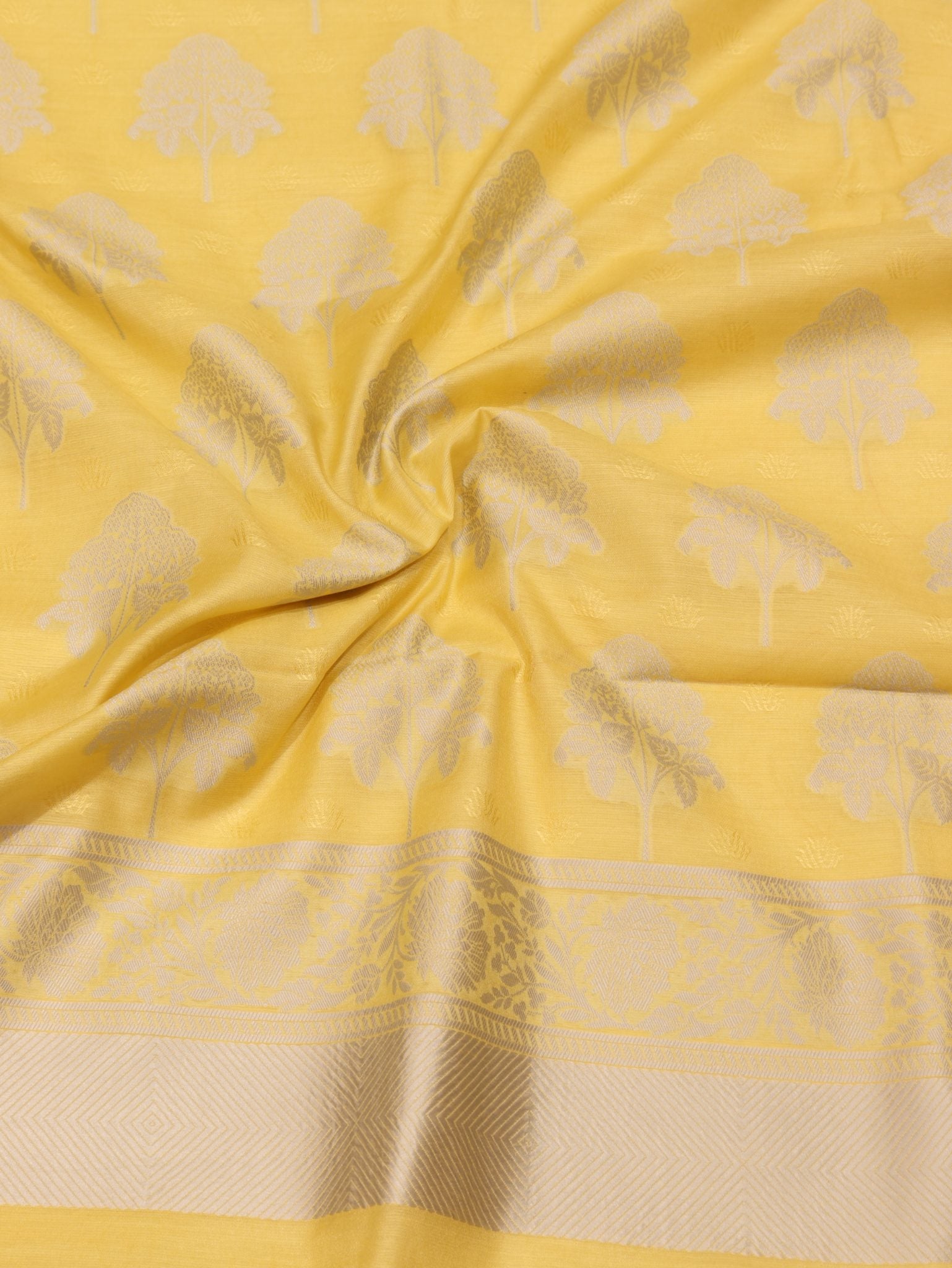 Yellow Pure Cotton Banarasi suit sleeve detail