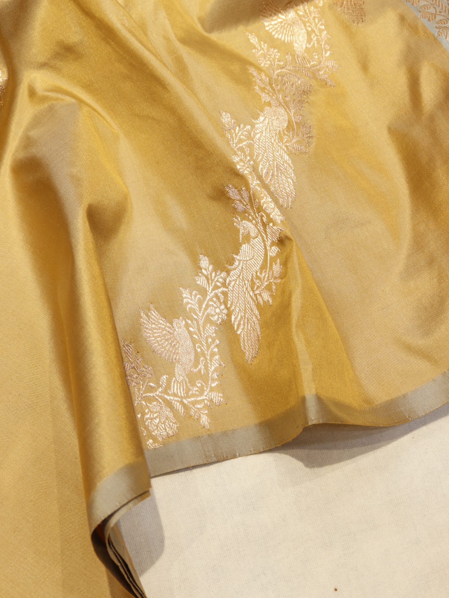 Camel Katan Silk Banarasi saree blouse piece