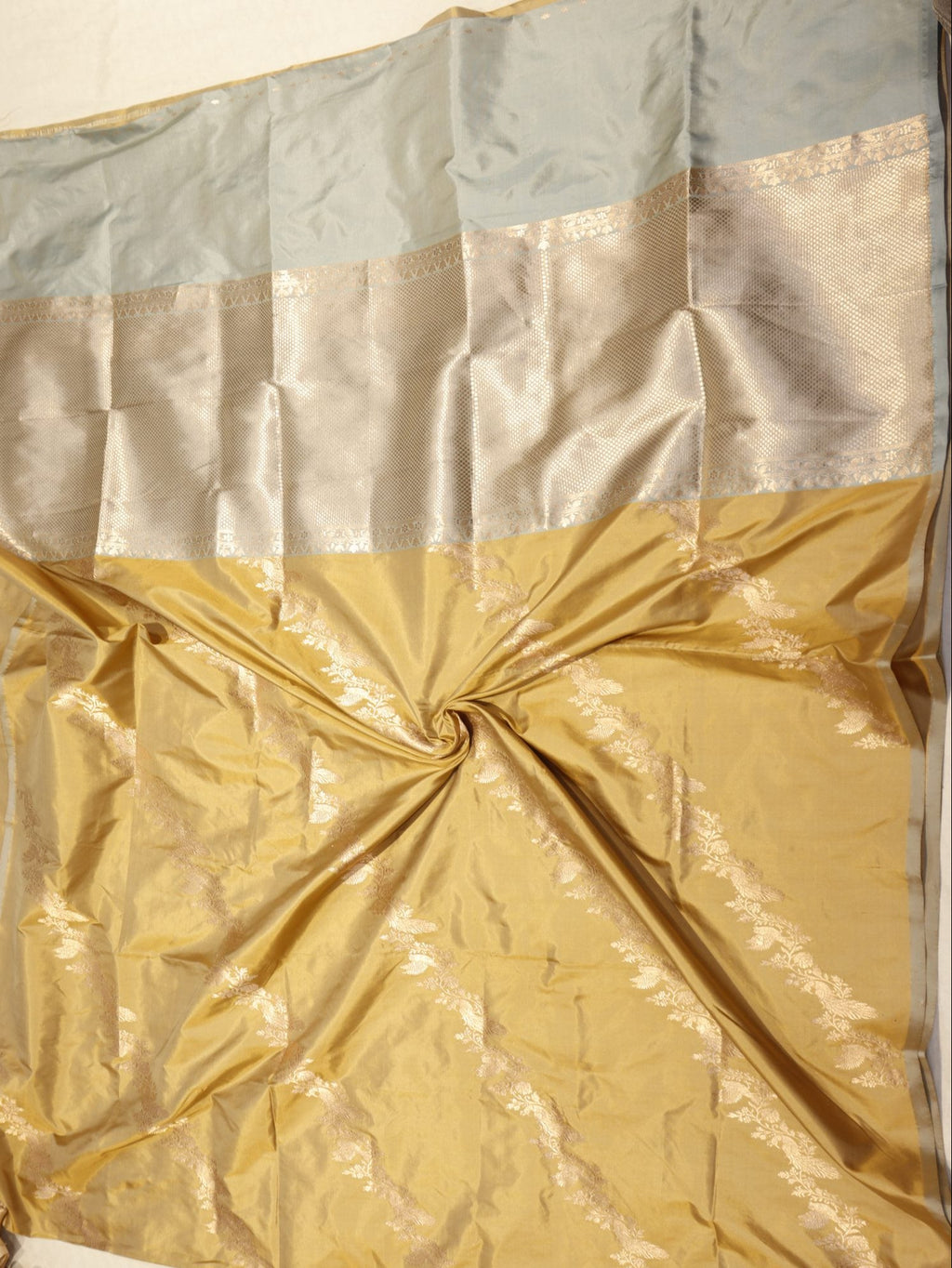 Camel Katan Silk Banarasi saree zari work detail