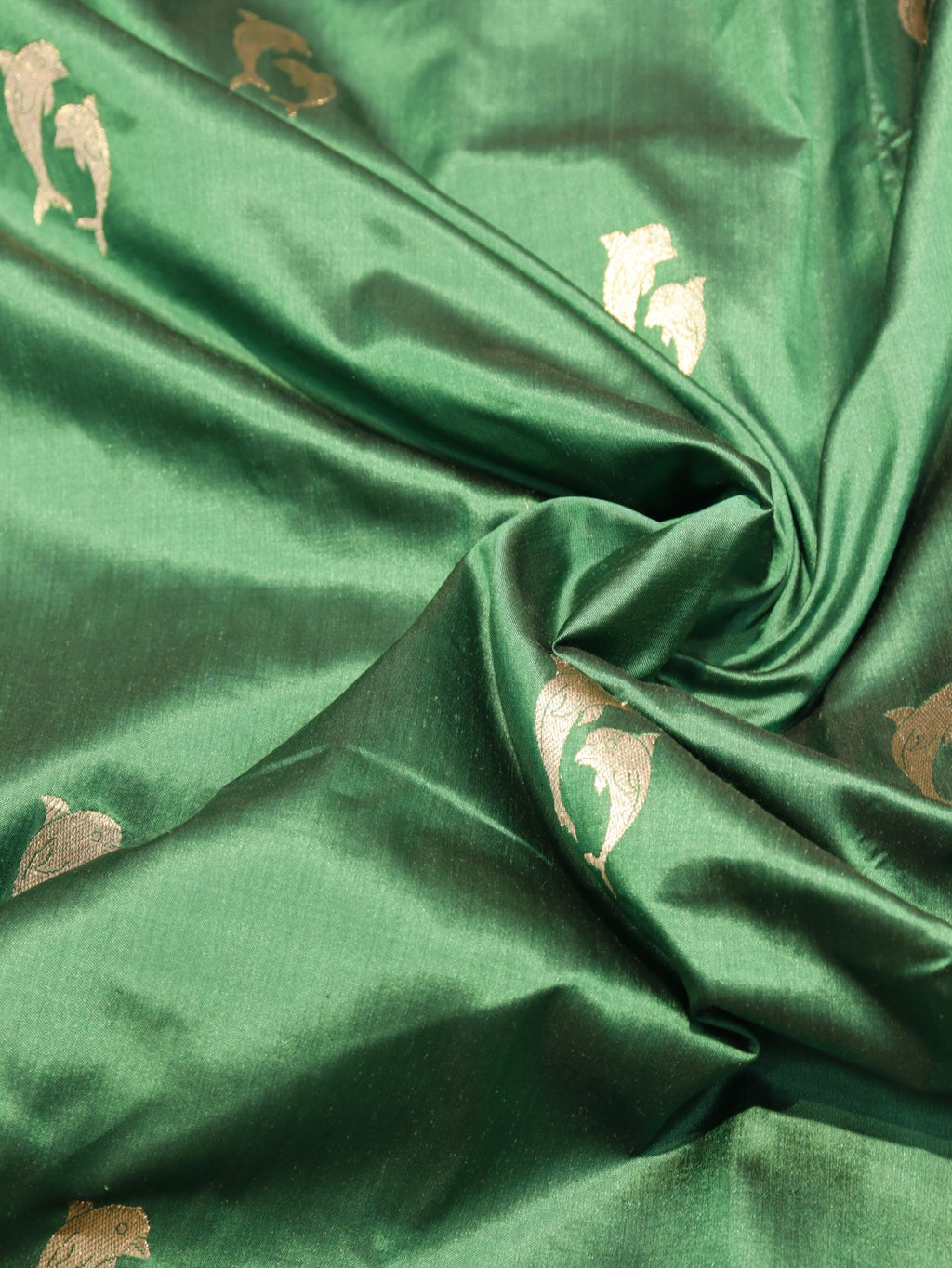 Green Katan Silk Banarasi saree full spread