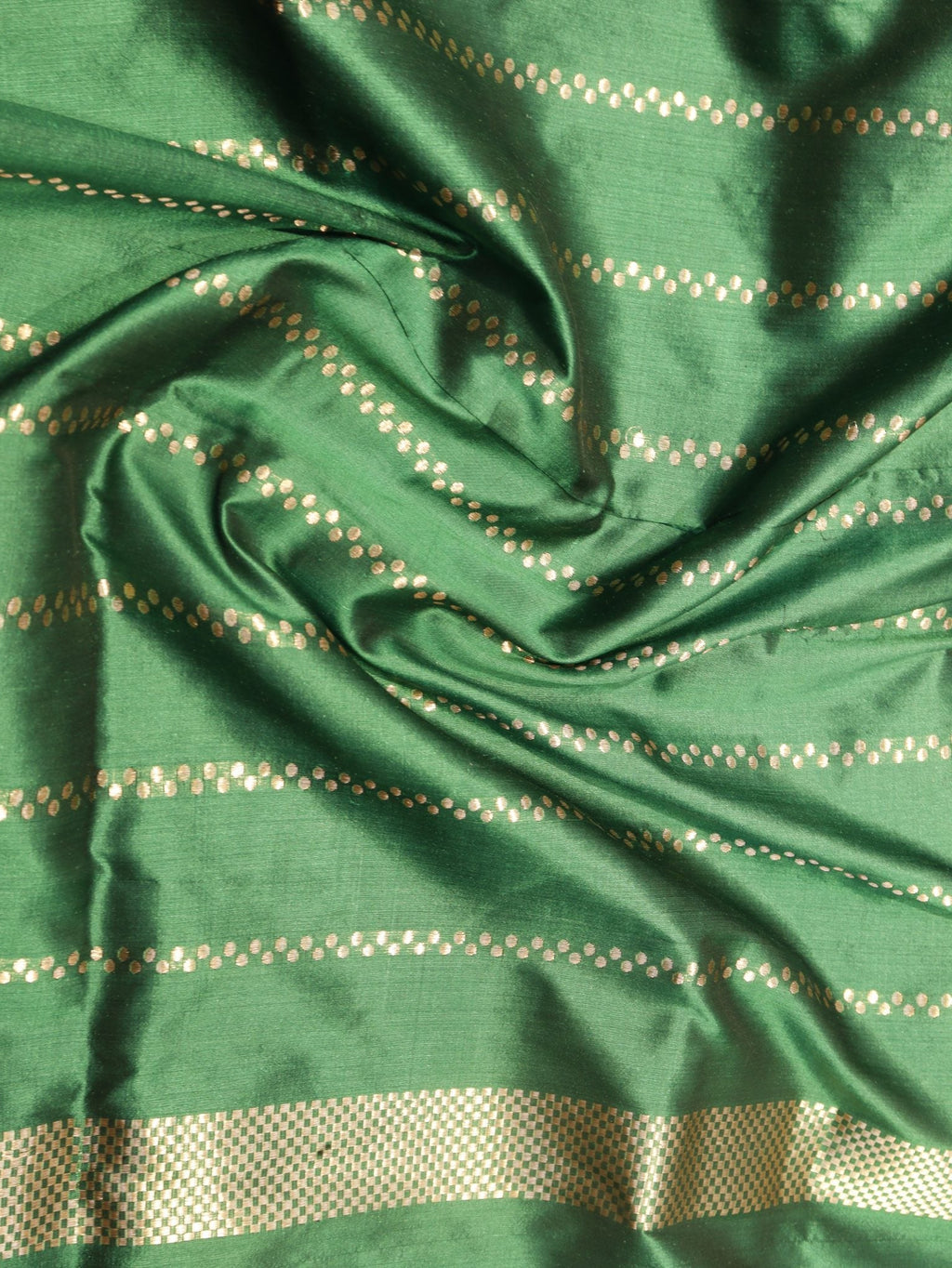 Green Katan Silk Banarasi saree texture detail
