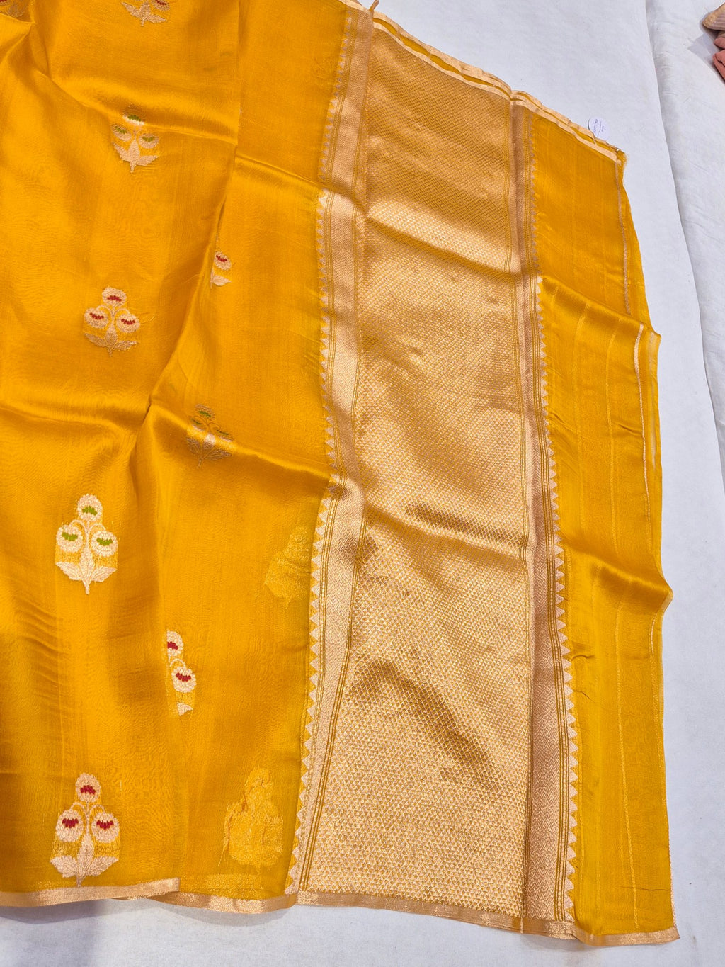 Yellow Kora Silk Banarasi saree blouse piece