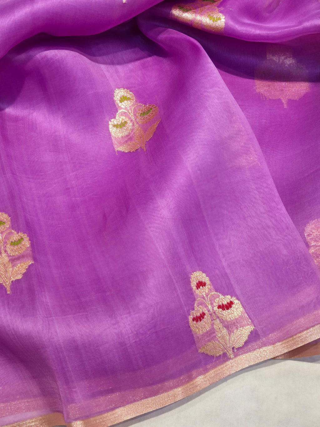 Lavender Katan Silk Banarasi saree blouse piece