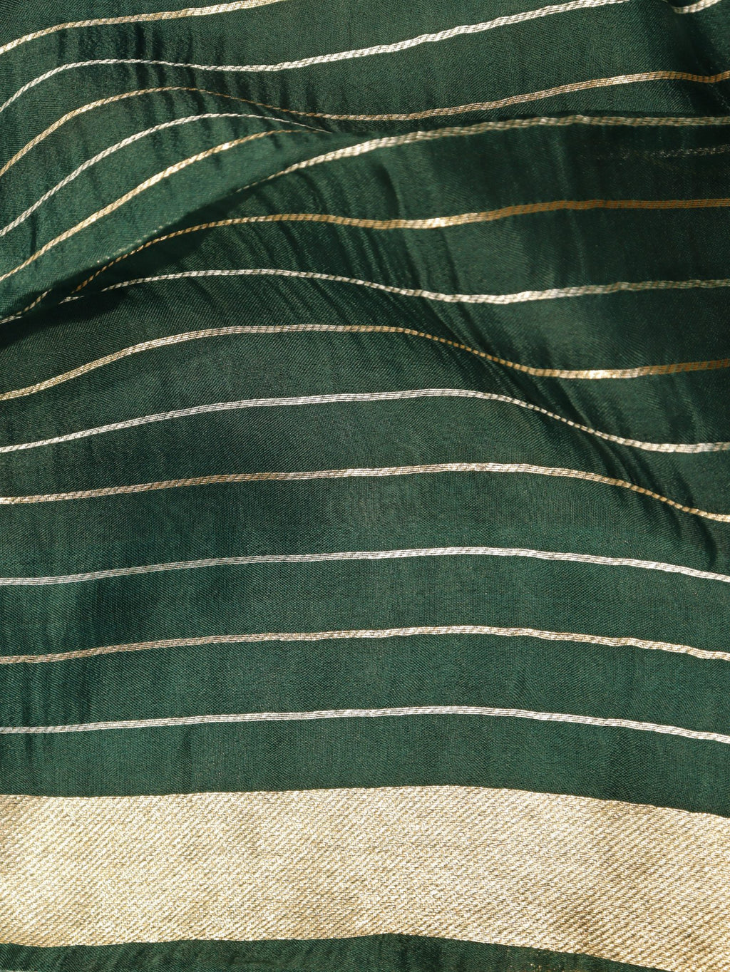 Green Kora Silk Banarasi saree full spread