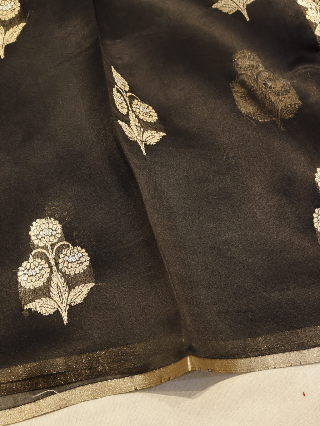 Black Katan Silk Banarasi saree blouse piece