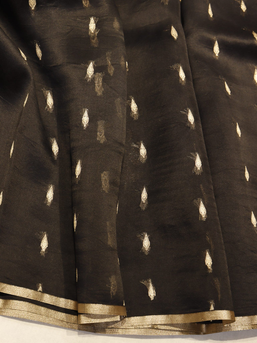 Black Katan Silk Banarasi saree texture detail