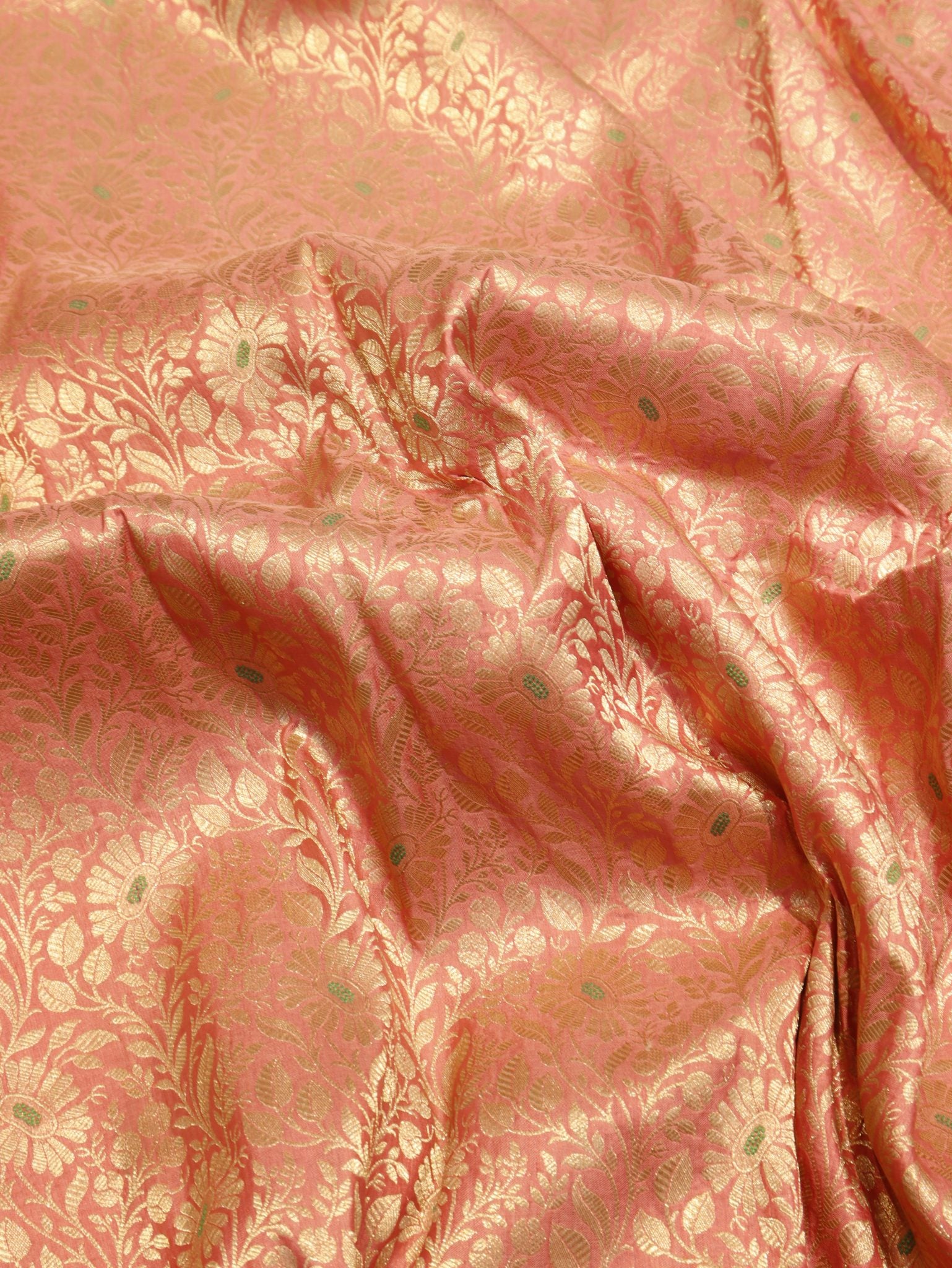 Pink Katan Silk Banarasi saree border closeup