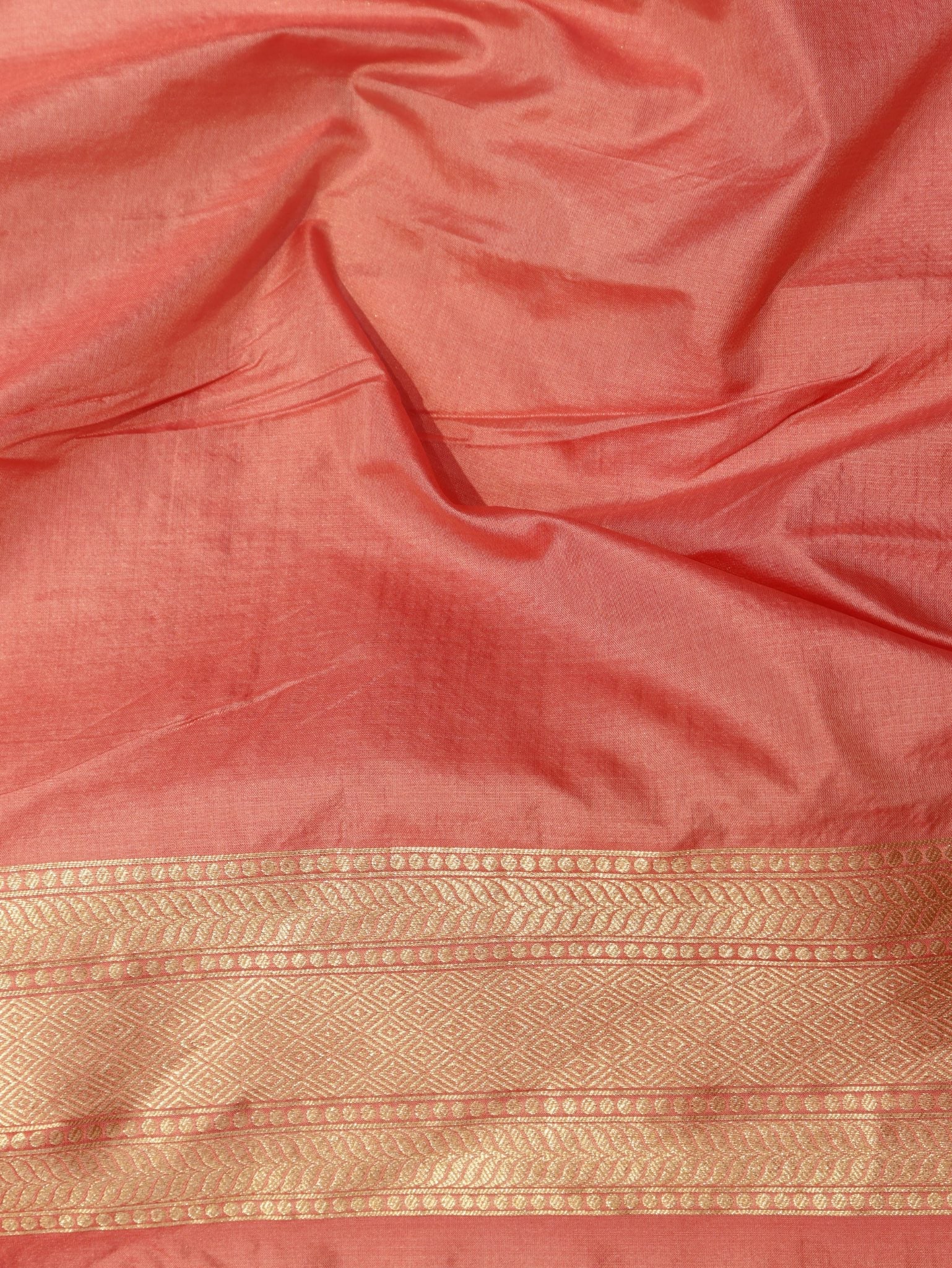 Pink Katan Silk Banarasi saree texture detail