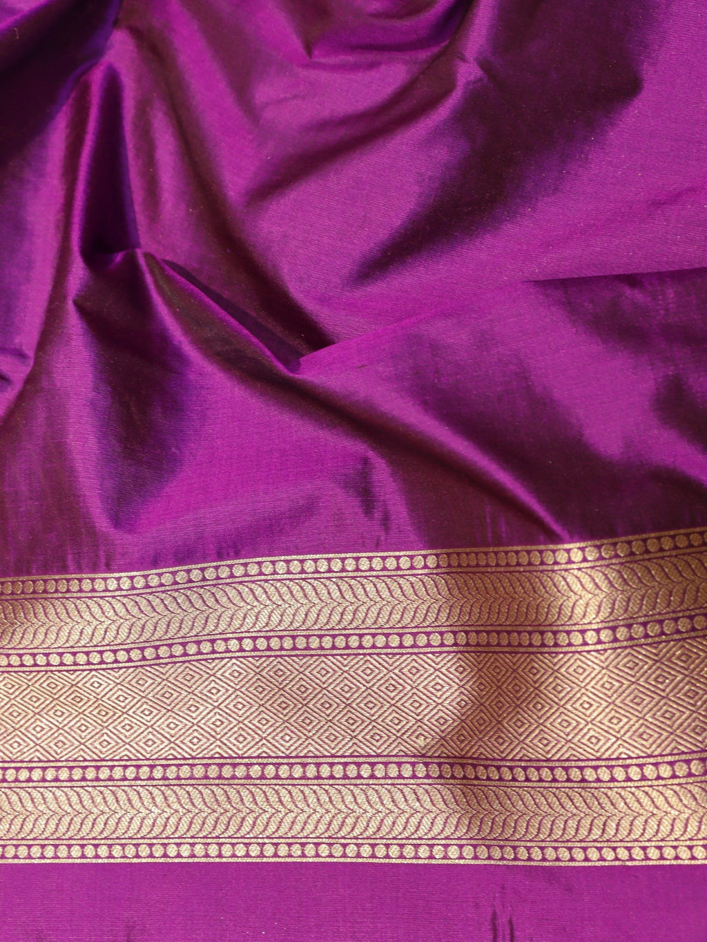 Purple Plum Katan Silk Banarasi saree full spread