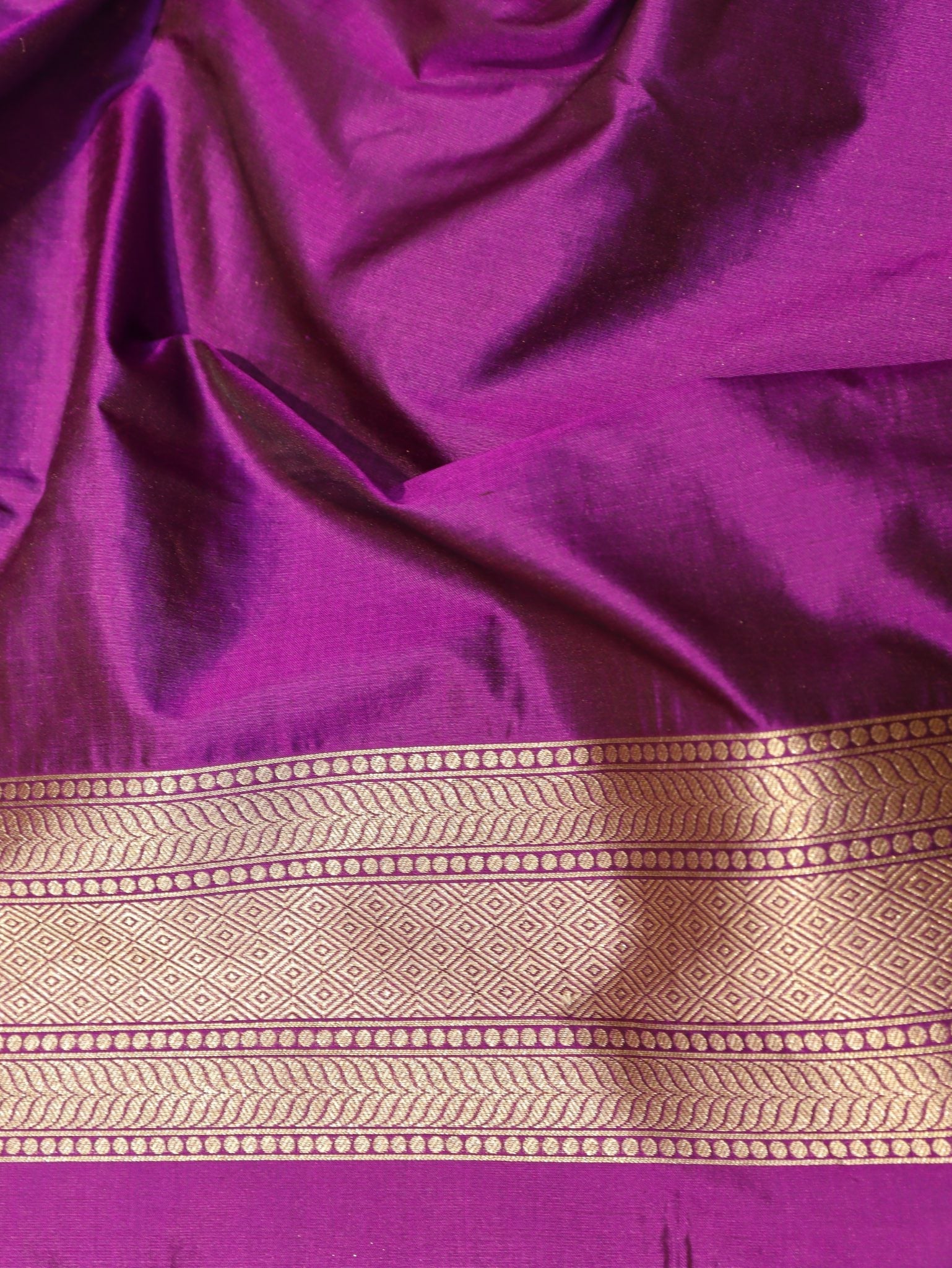 Purple Plum Katan Silk Banarasi saree full spread