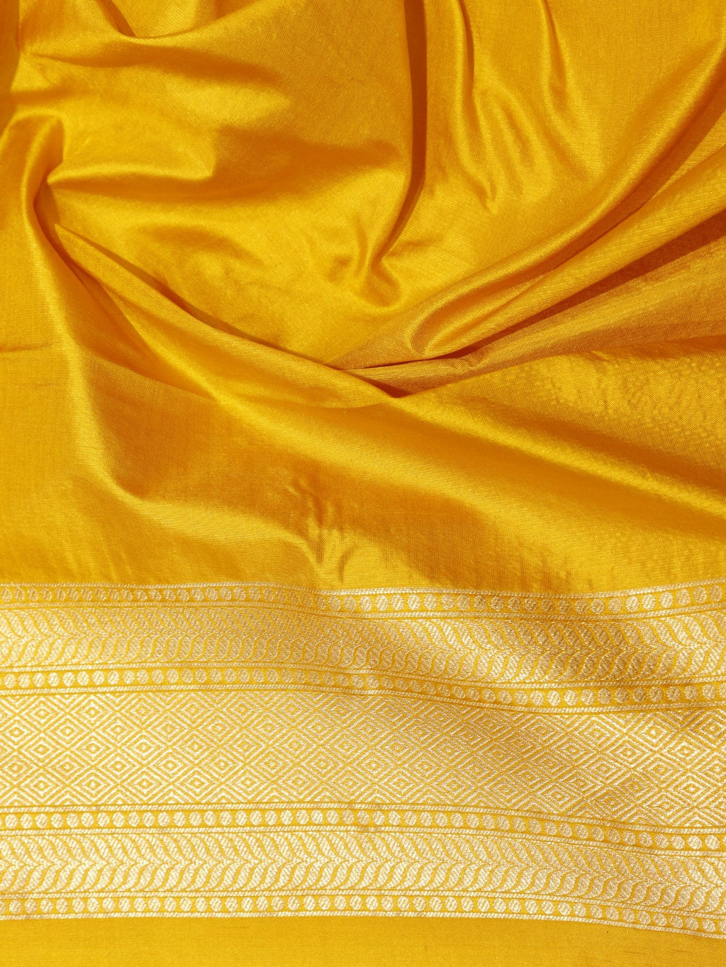 Yellow Katan Silk Banarasi saree texture detail