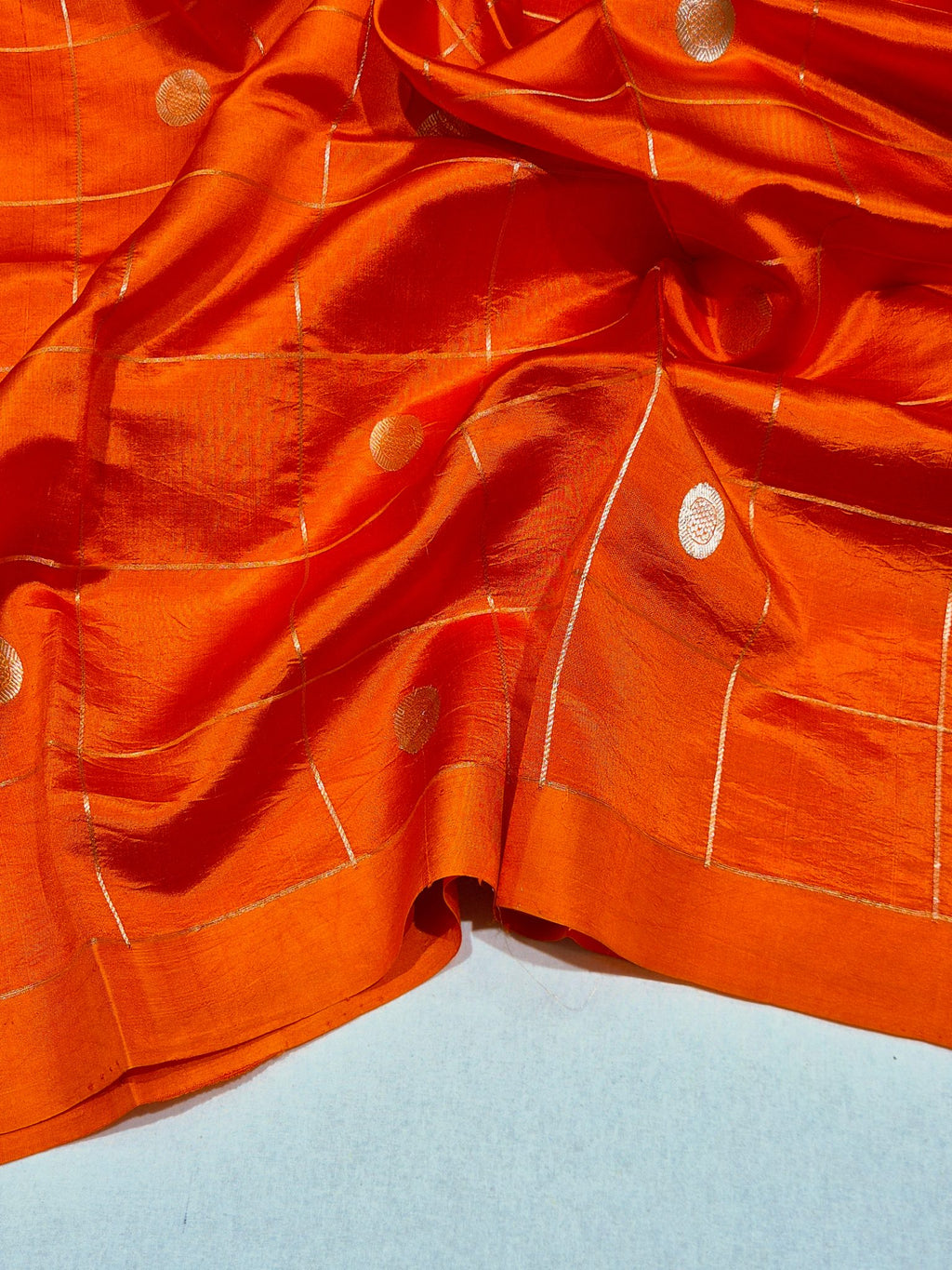 Orange Soft Katan Banarasi saree blouse piece