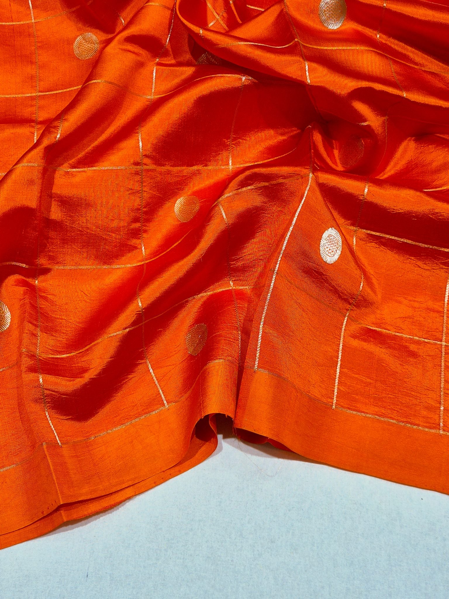 Orange Soft Katan Banarasi saree blouse piece