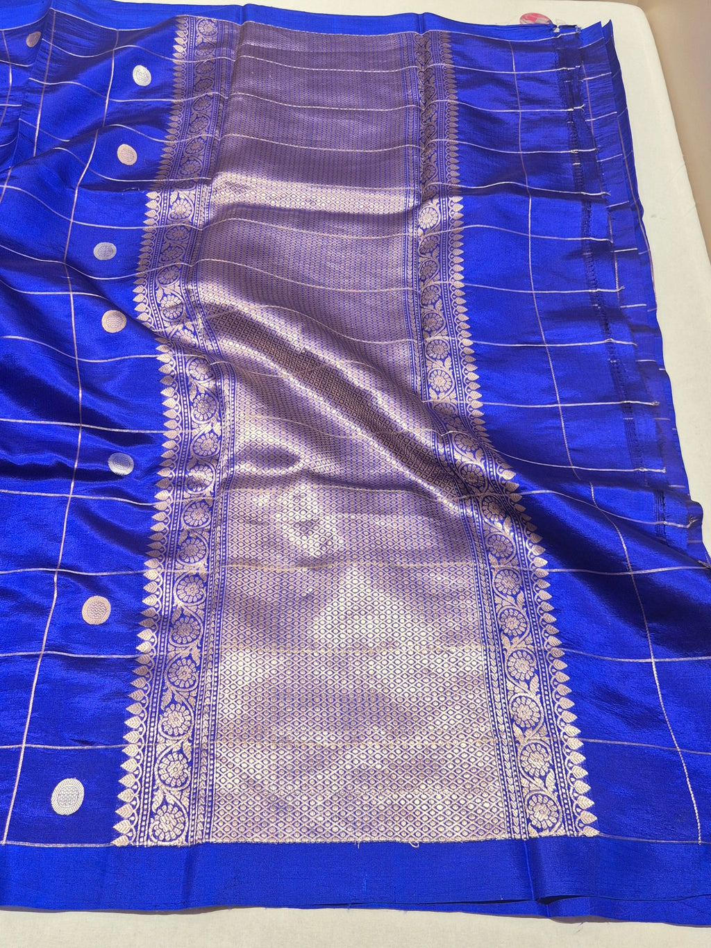 Royal Blue Soft Katan Banarasi saree blouse piece