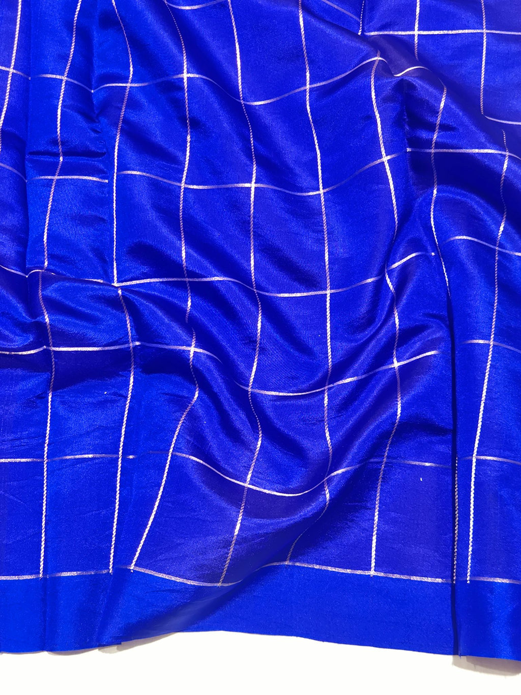 Royal Blue Soft Katan Banarasi saree texture detail