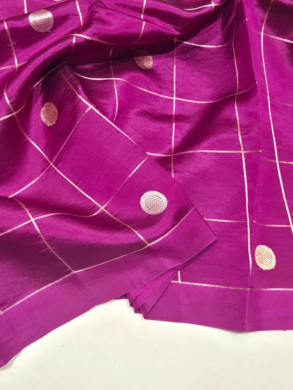 Magenta Soft Katan Banarasi saree blouse piece
