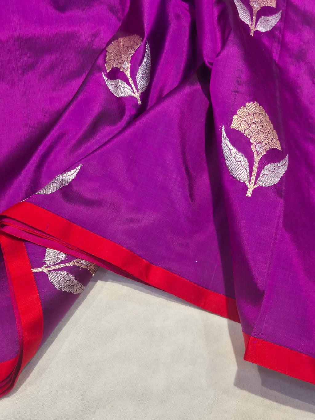 Magenta Purple Katan Silk Banarasi saree blouse piece