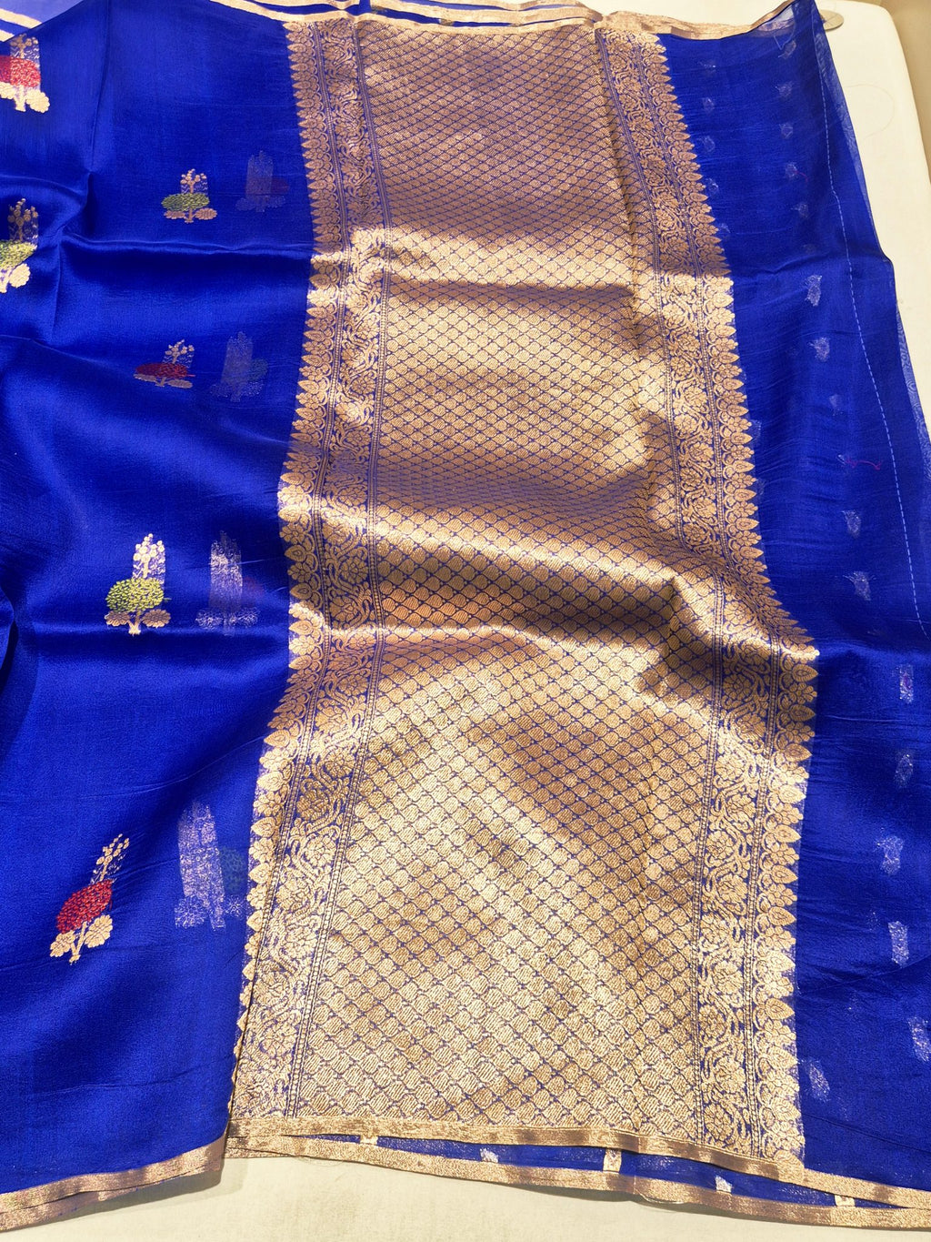 Blue Kora Silk Banarasi saree blouse piece