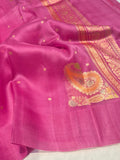 Pink Kora Silk Banarasi saree front drape view