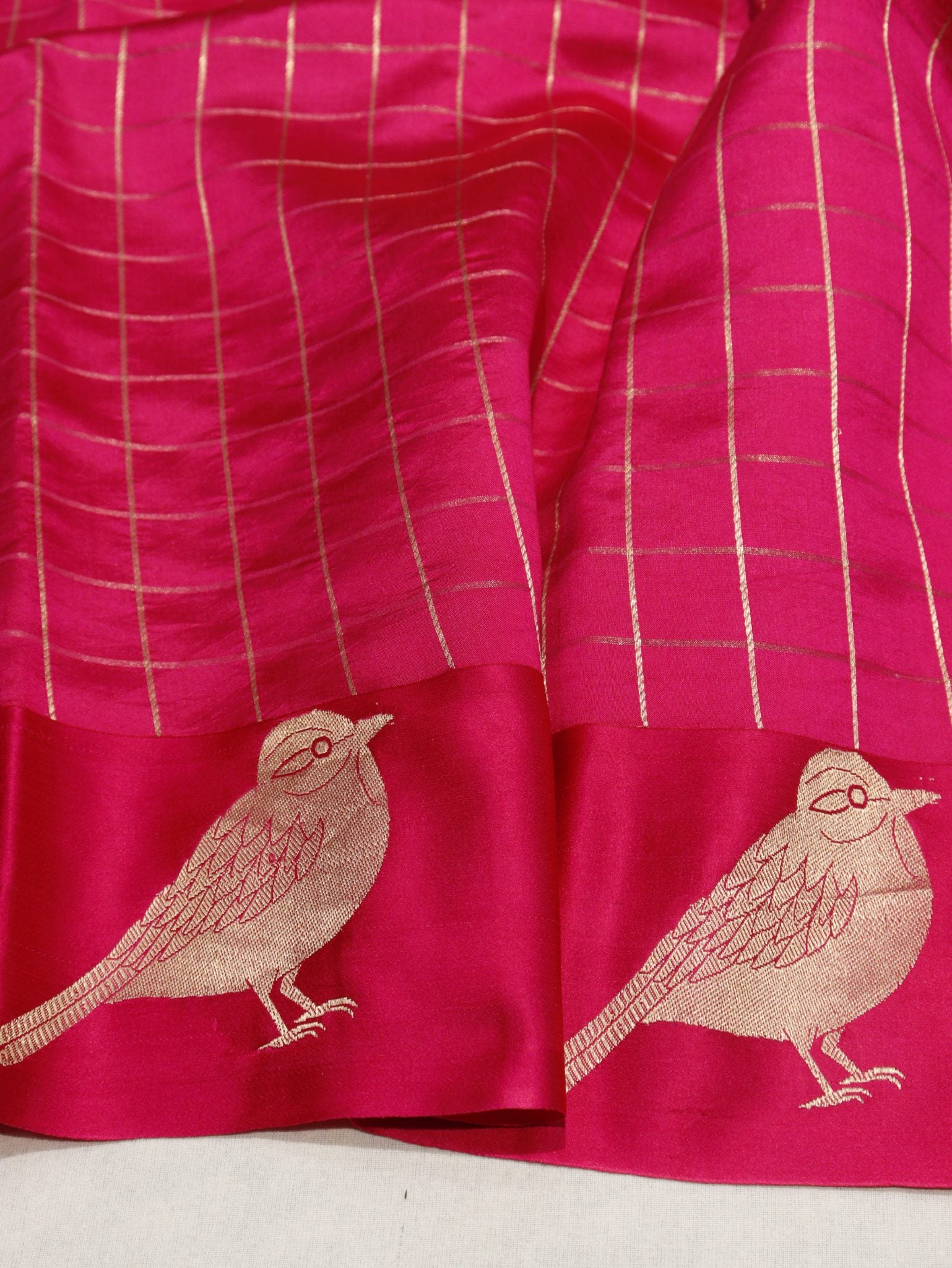 Pink Soft Katan Banarasi saree blouse piece