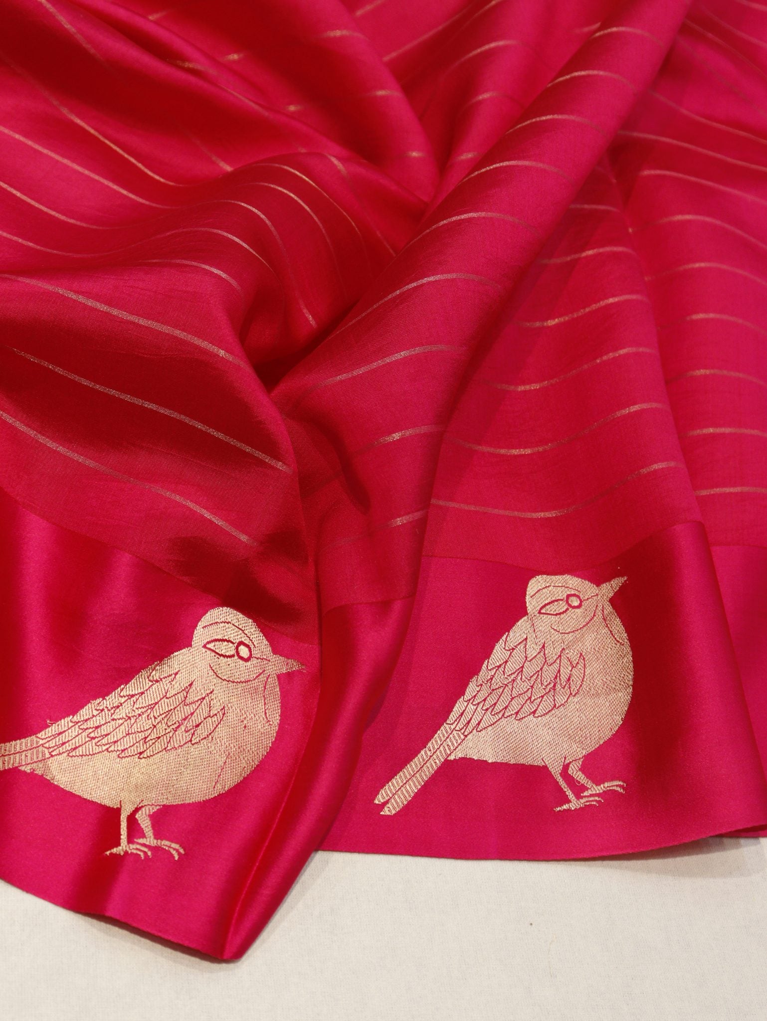 Pink Soft Katan Banarasi saree full spread