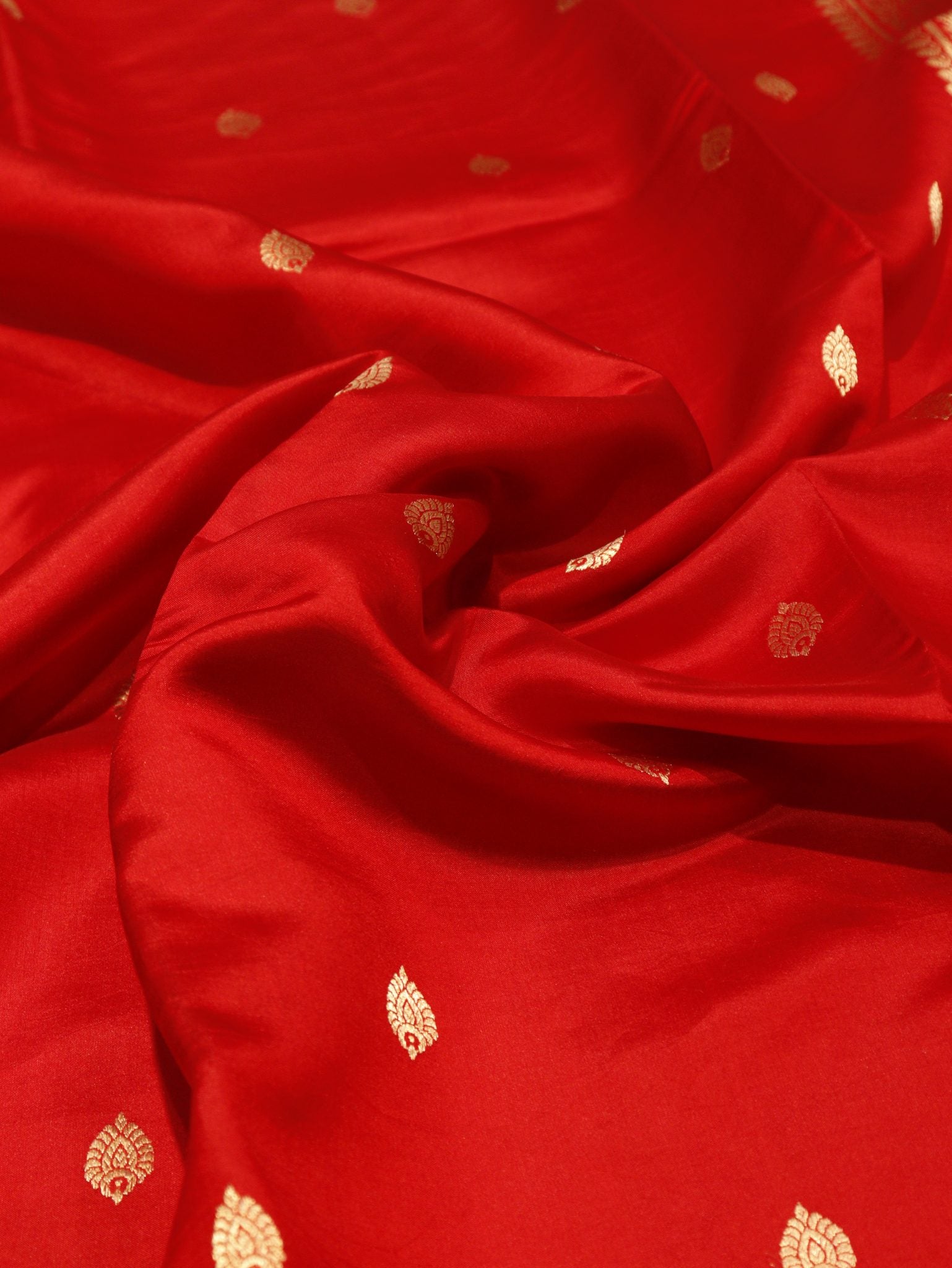 Red Soft Katan Banarasi saree blouse piece