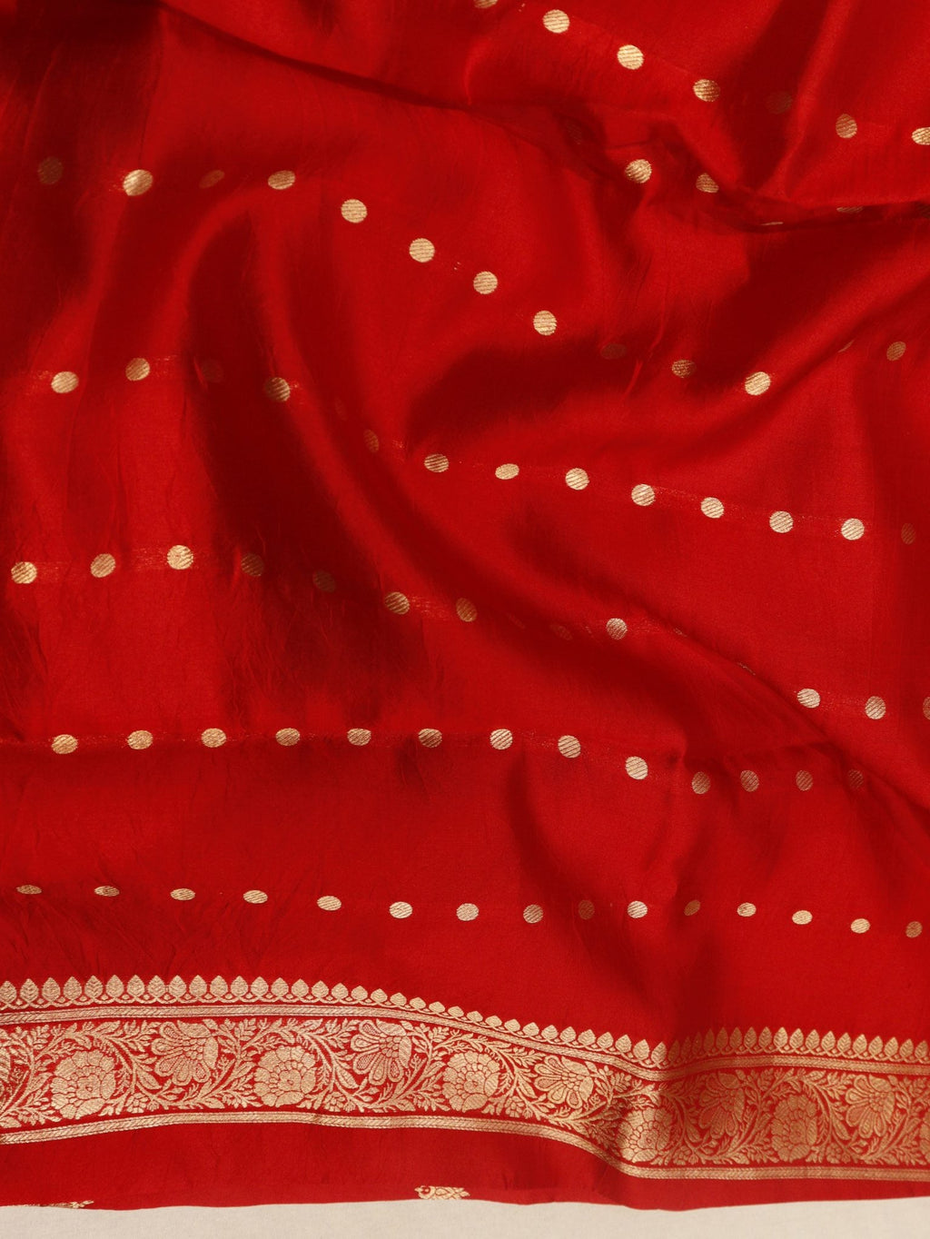 Red Soft Katan Banarasi saree zari work detail